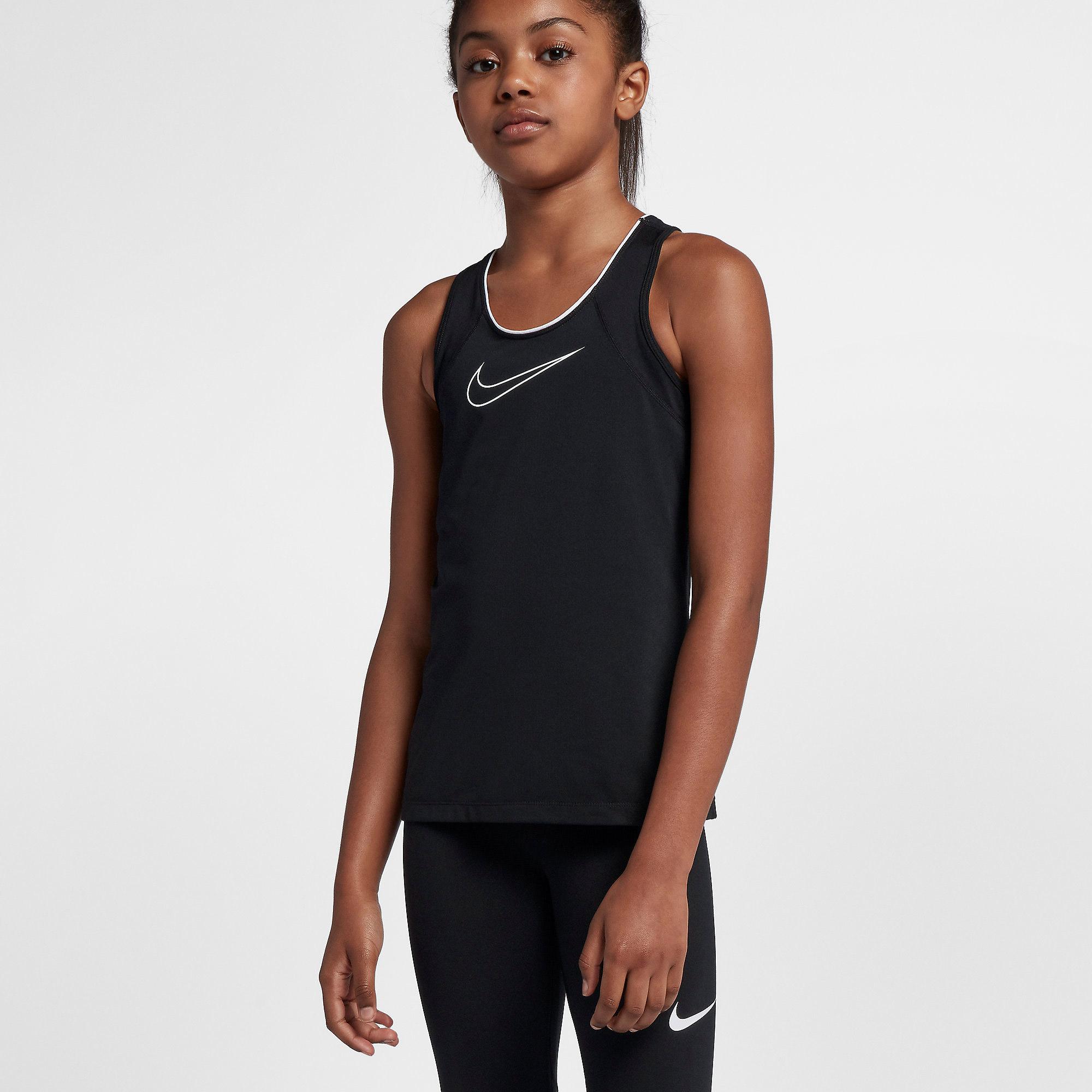 Nike Girls Pro Tank - Black/White - Tennisnuts.com