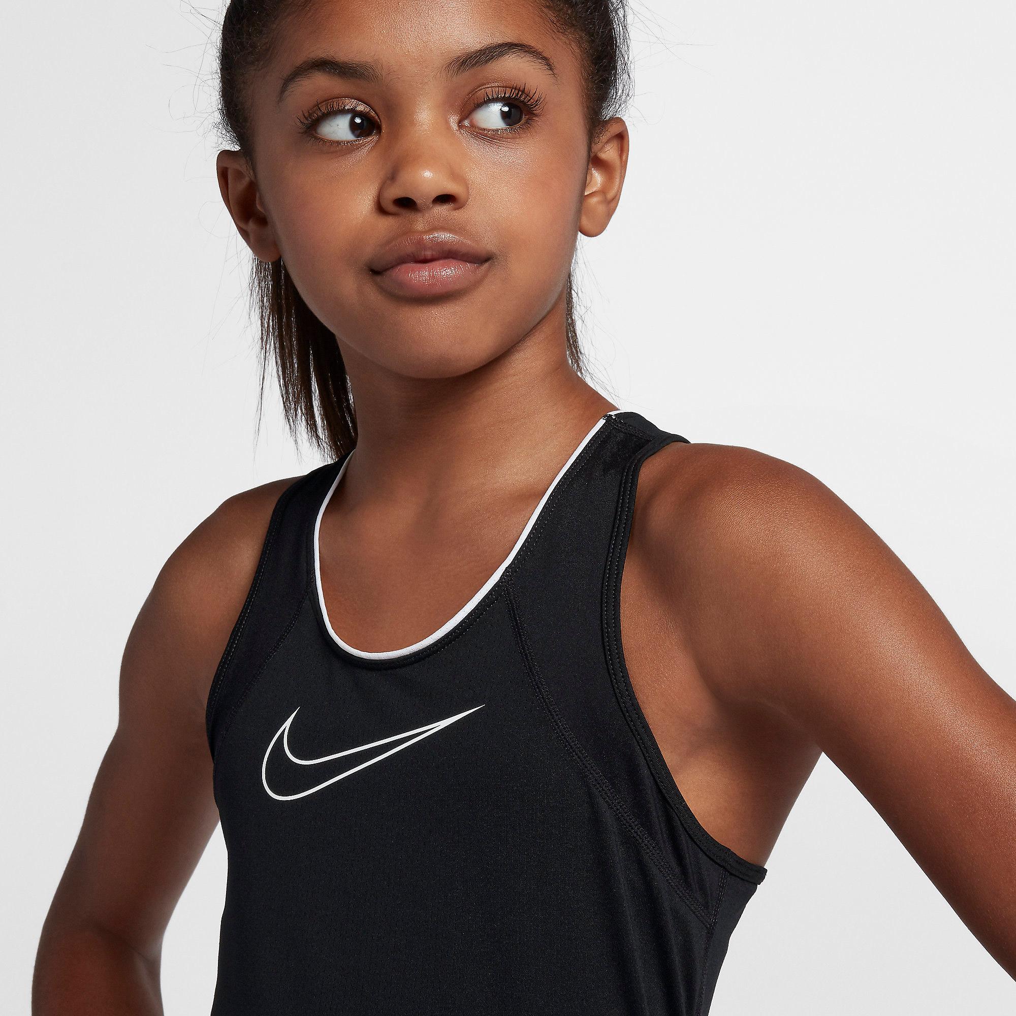 Nike Girls Pro Tank - Black/White - Tennisnuts.com