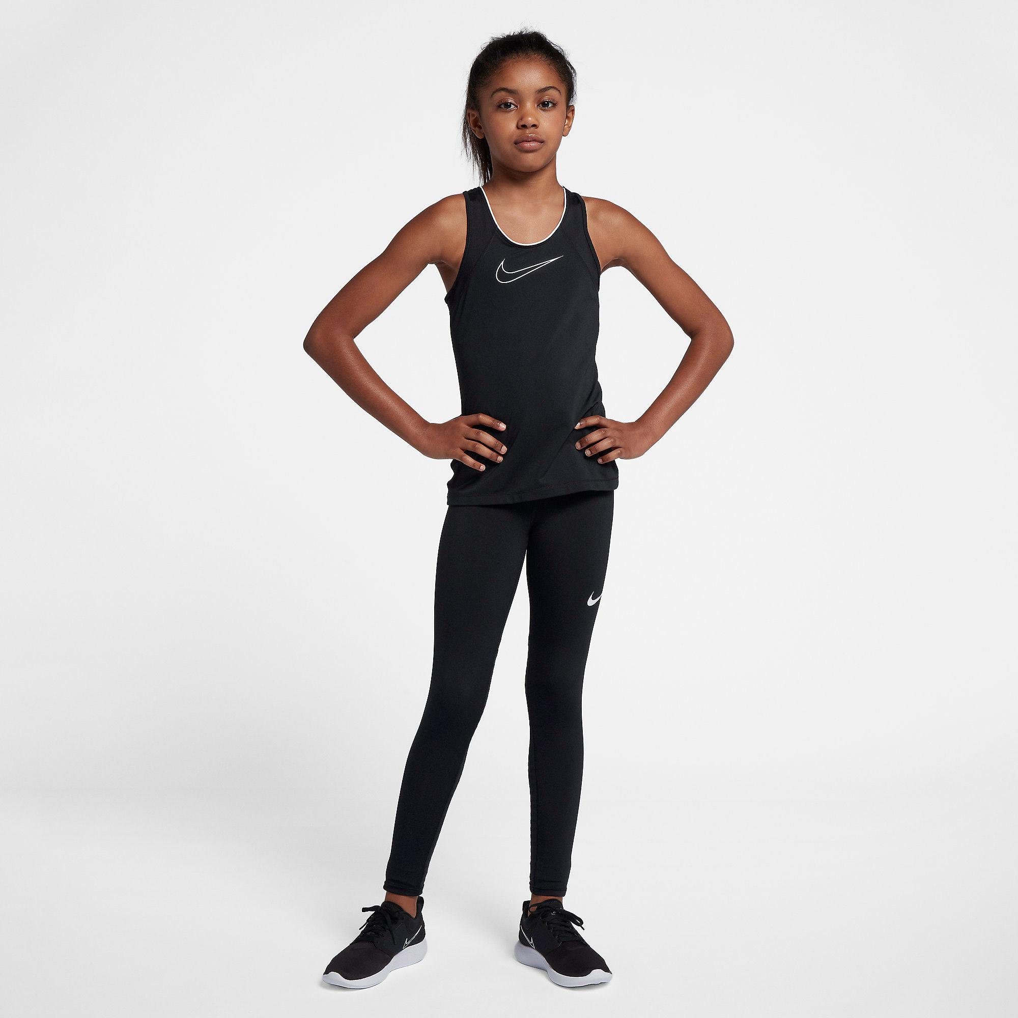 Nike Girls Pro Tank - Black/White - Tennisnuts.com