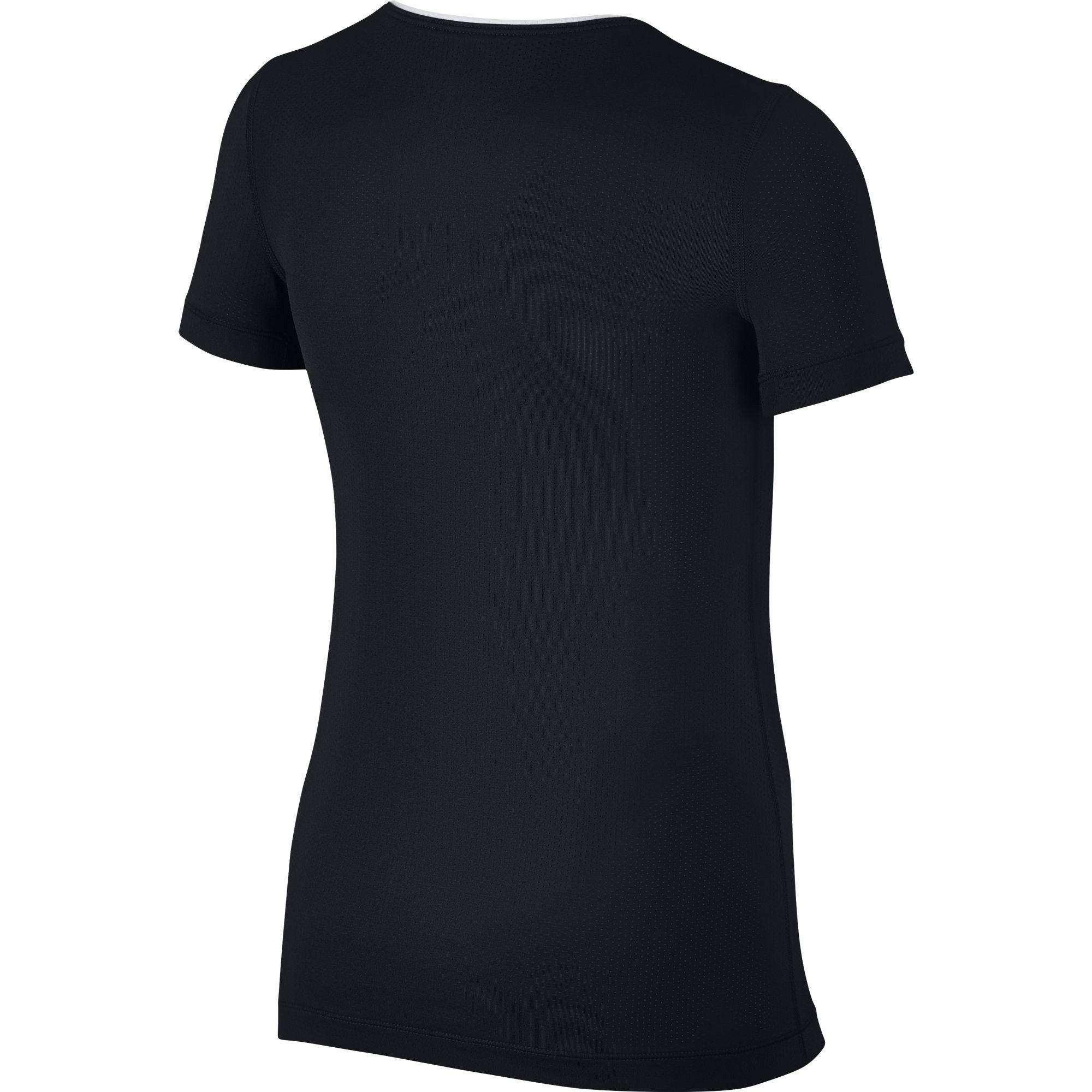 Nike Girls Pro Short Sleeve Top - Black/White - Tennisnuts.com