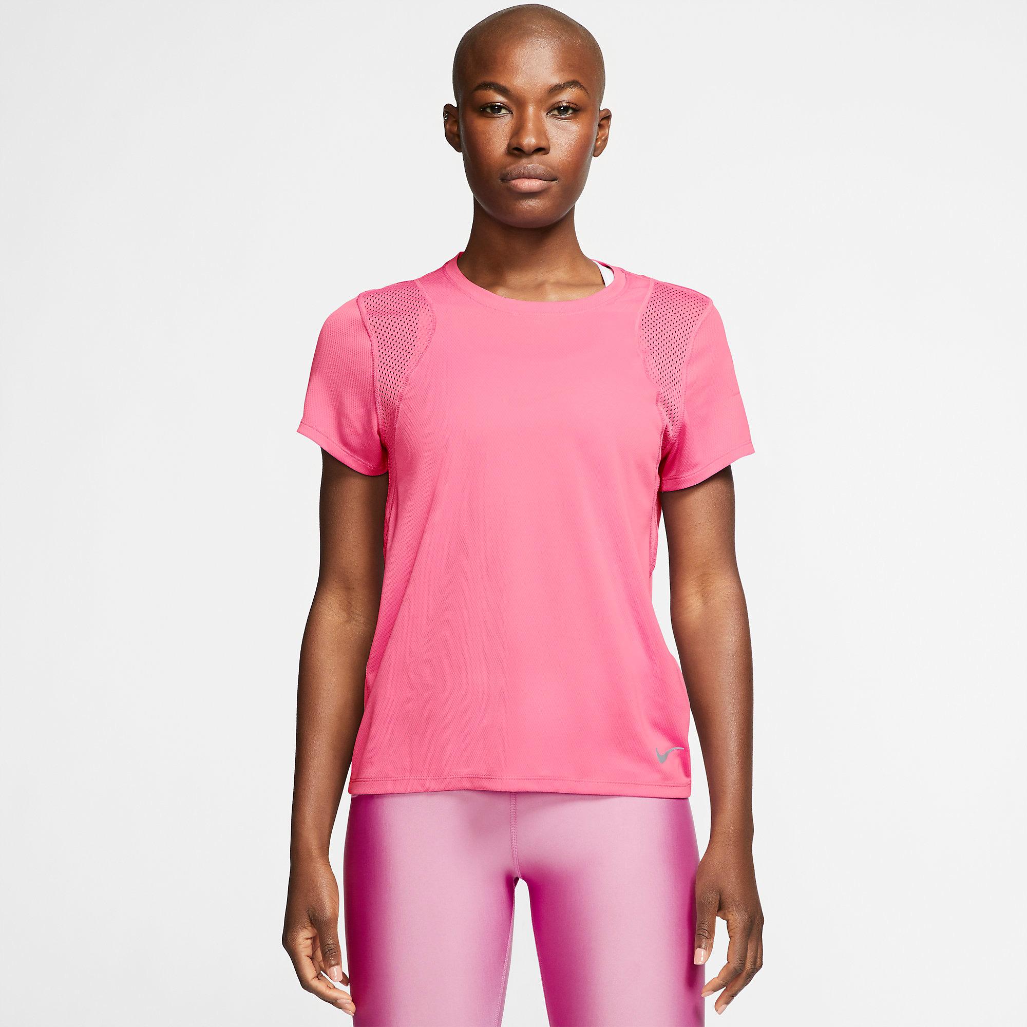 Nike Womens Run Short Sleeve Top - Pink - Tennisnuts.com