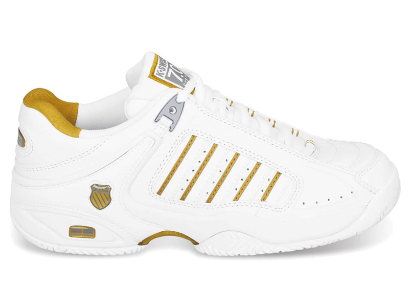 K-Swiss Womens Defier RS White/Gold, 1/2, White/Gold