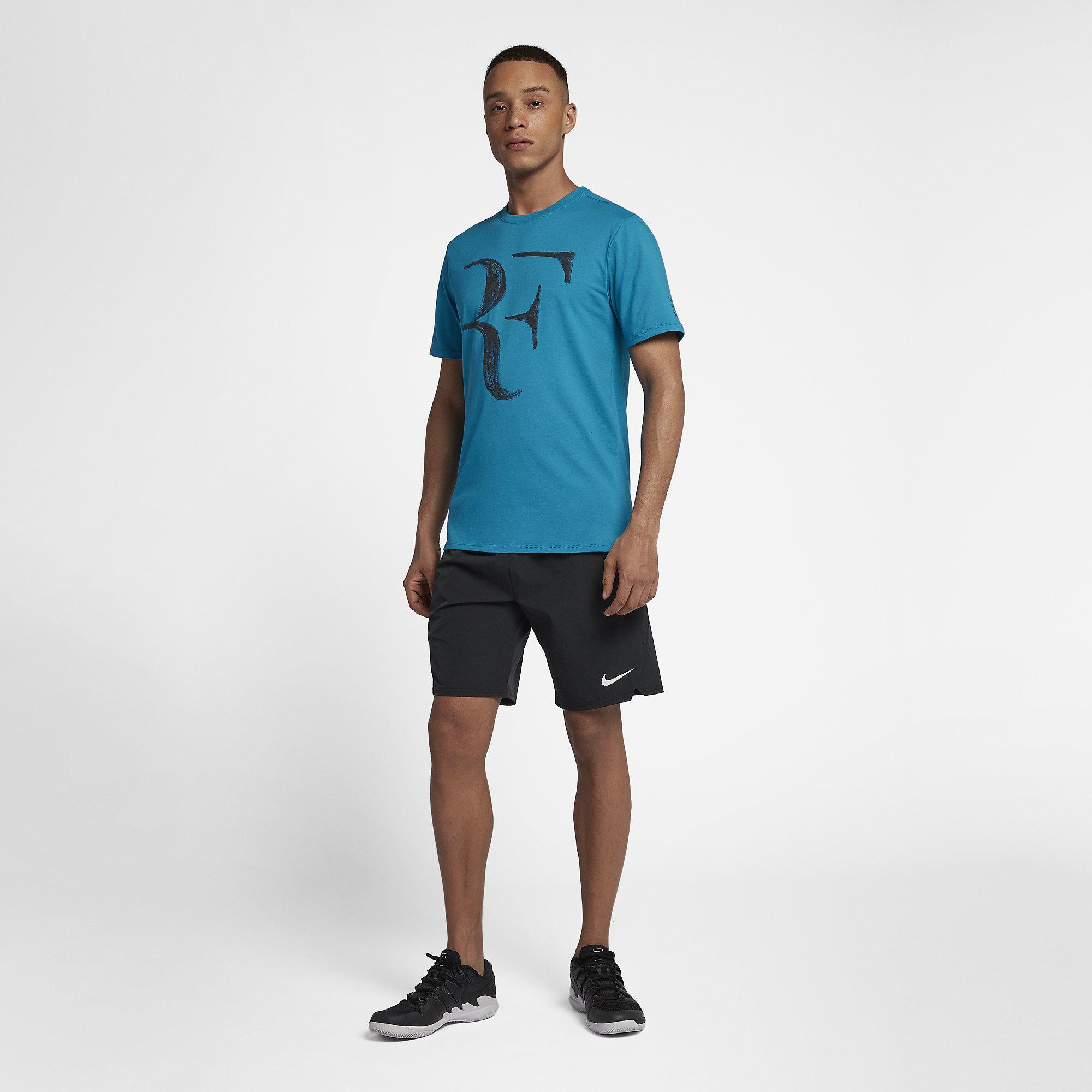 Nike Mens RF T-Shirt - Neo Turquoise/Black - Tennisnuts.com