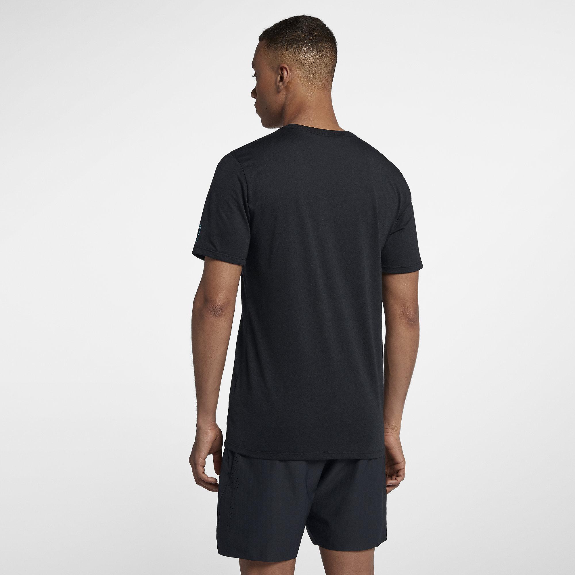 Nike Mens Dry Rafa T-Shirt - Black/Lagoon Pulse - Tennisnuts.com