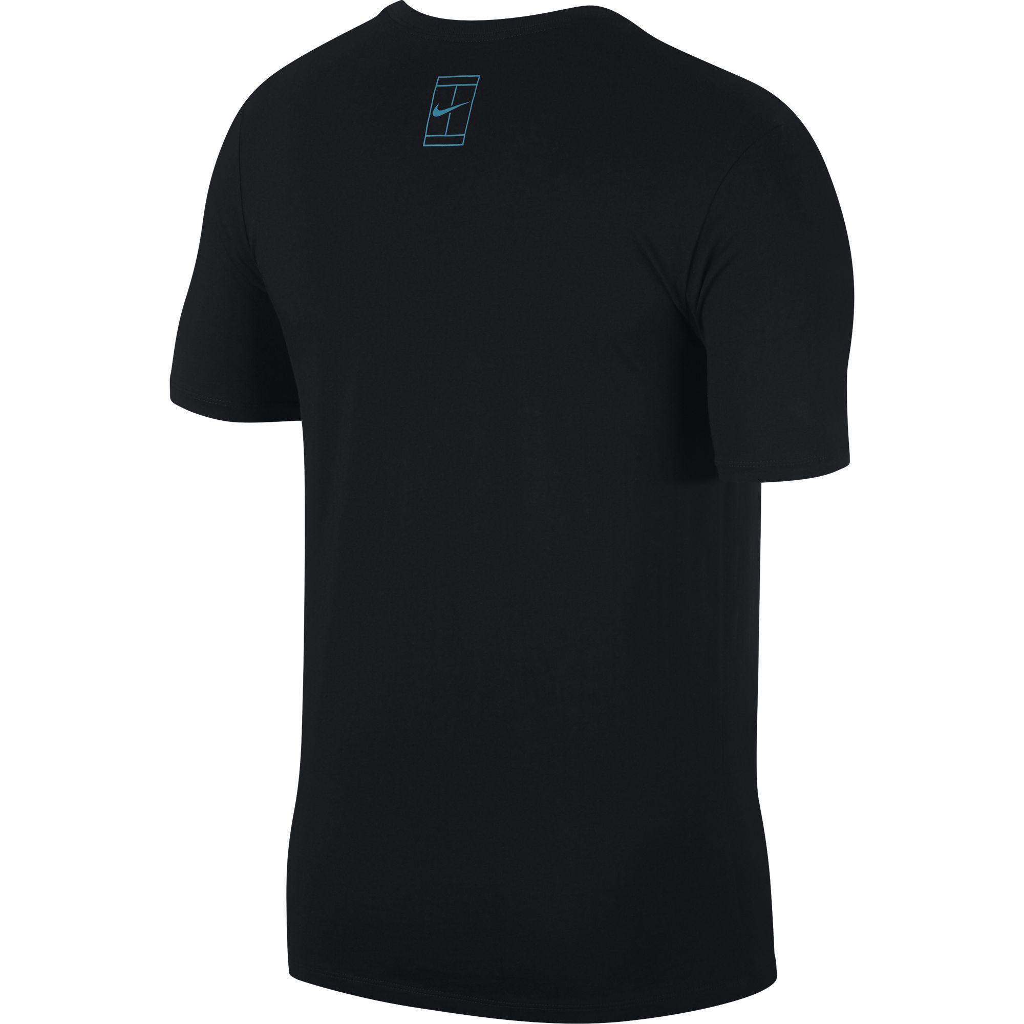 Nike Mens Court Graphic T-Shirt - Black/Neo Turquoise - Tennisnuts.com