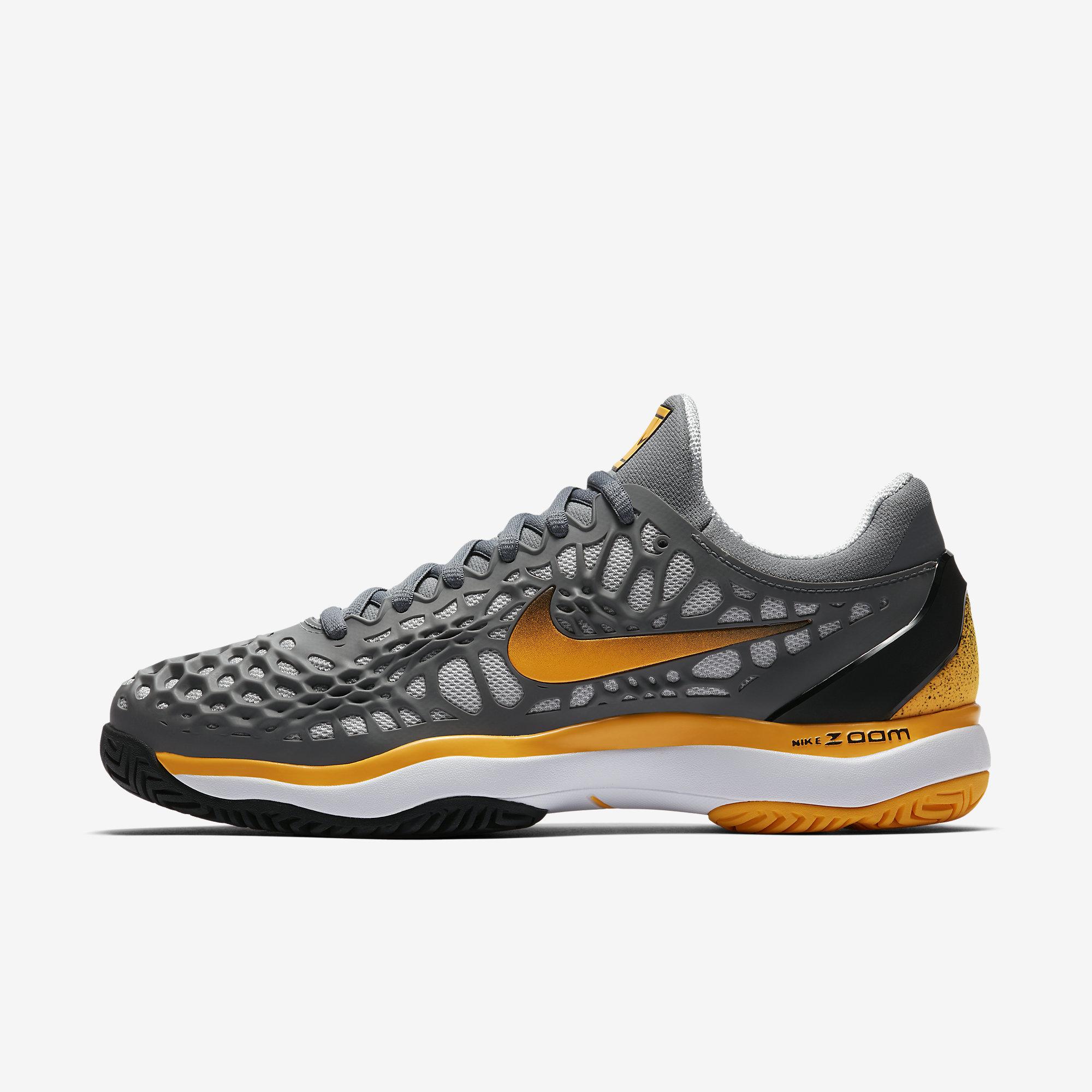 Nike Mens Zoom Cage 3 Tennis Shoes - Cool Grey/Laser Orange ...
