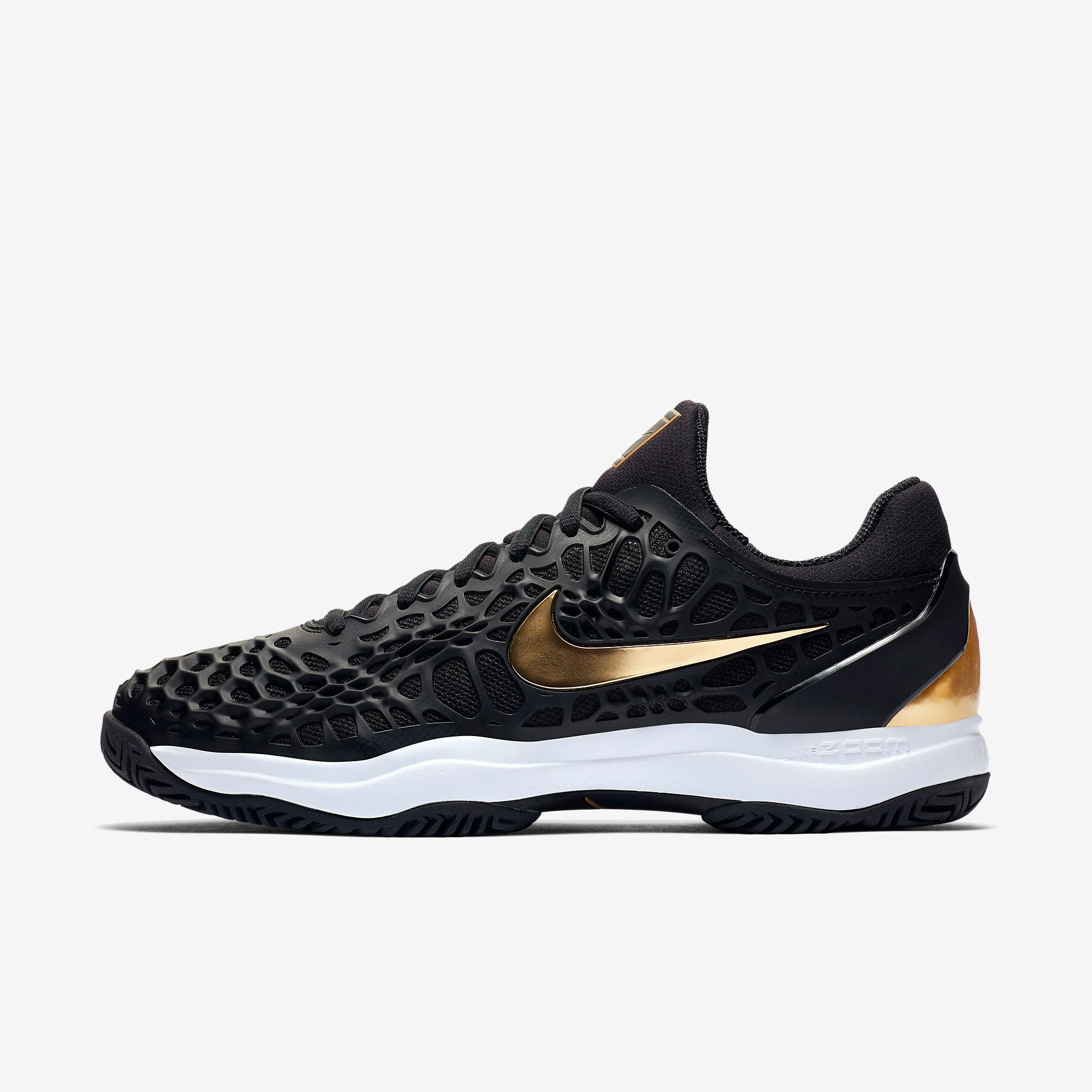 Nike Zoom Cage 3 Tennis Shoes - Black/Metallic Gold - Tennisnuts.com