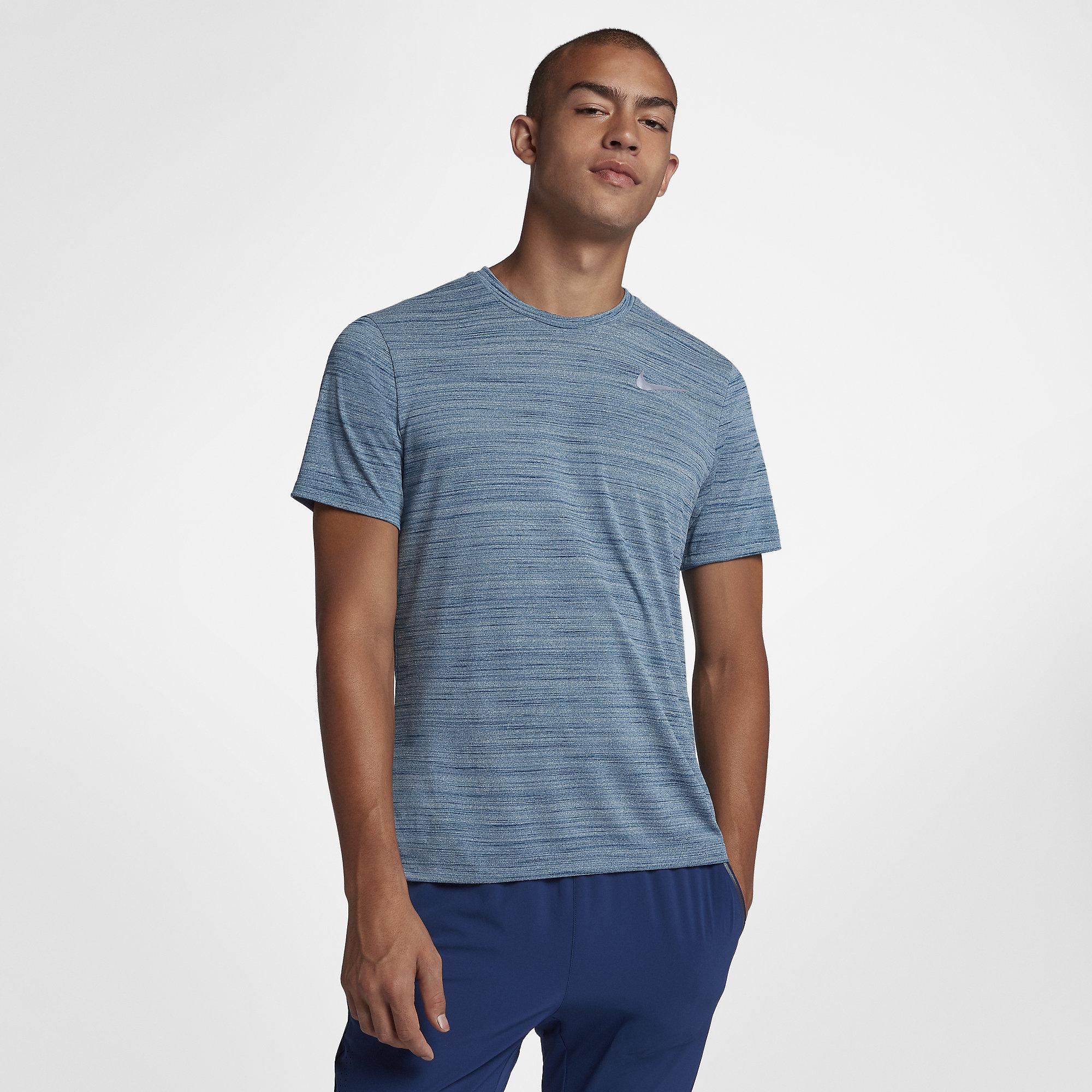 Nike Mens Miler Essential Top - Blue Force/Heather - Tennisnuts.com