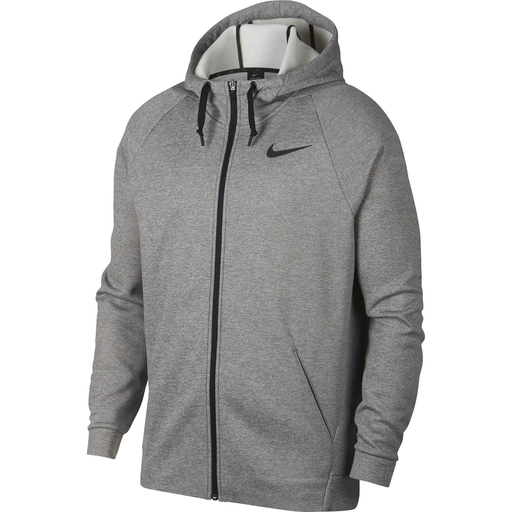 Nike Mens Therma Full Zip Hoodie - Dark Grey/Black - Tennisnuts.com