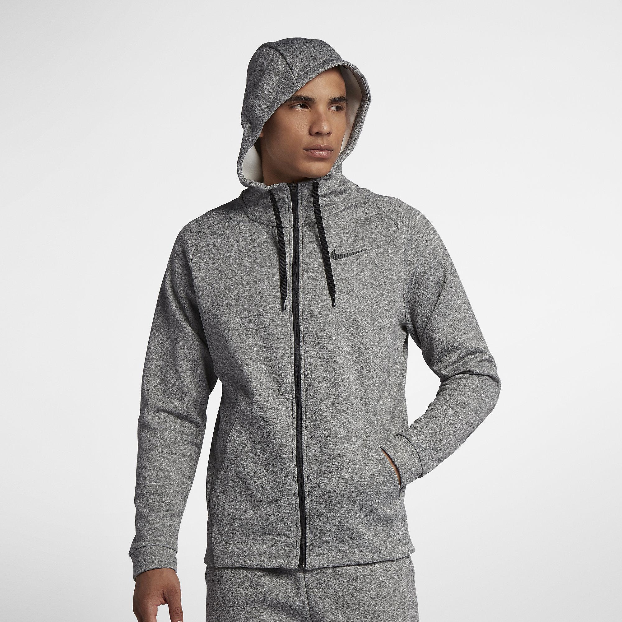 Nike Mens Therma Full Zip Hoodie - Dark Grey/Black - Tennisnuts.com