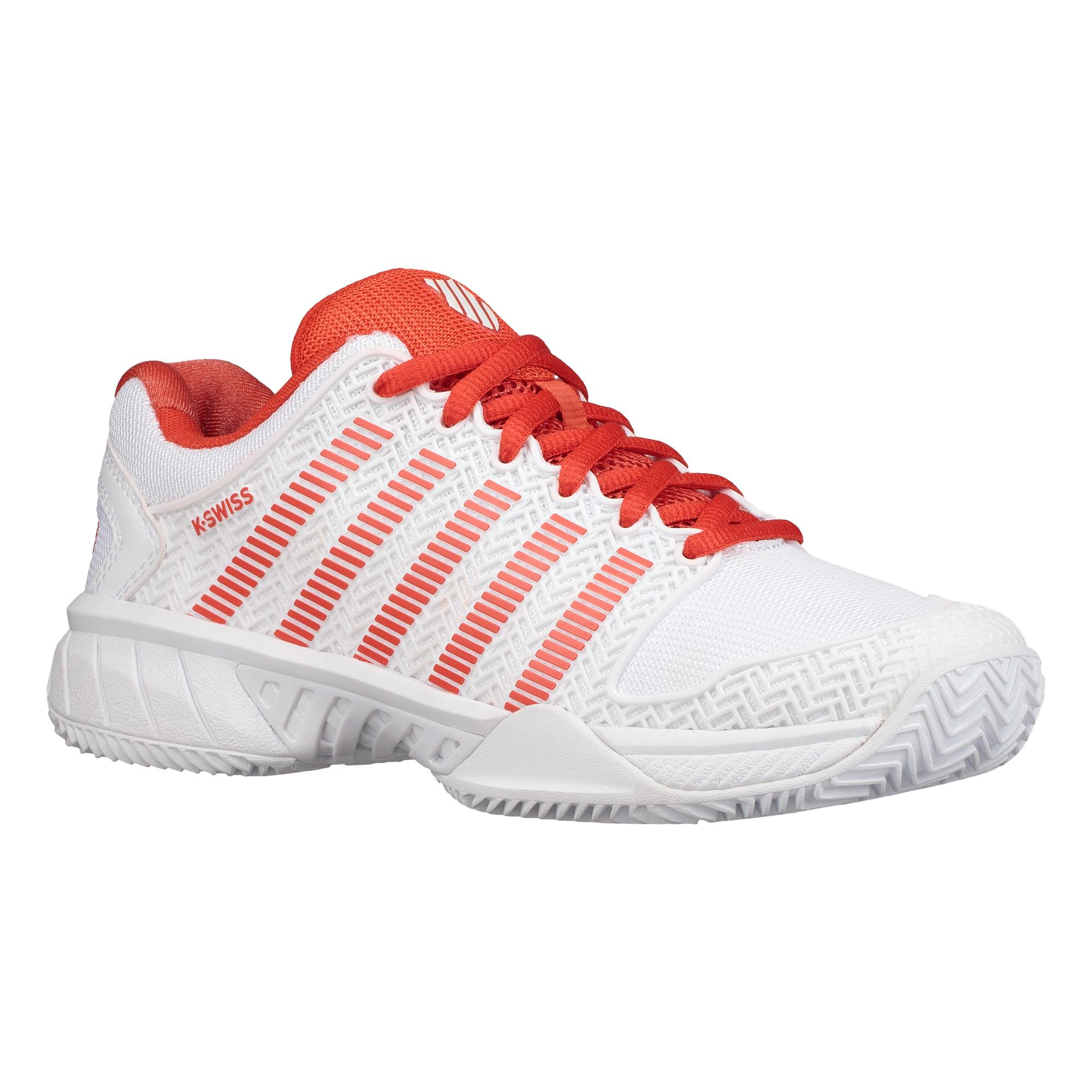 KSwiss Womens Hypercourt Express HB Tennis Shoes White/Fiesta