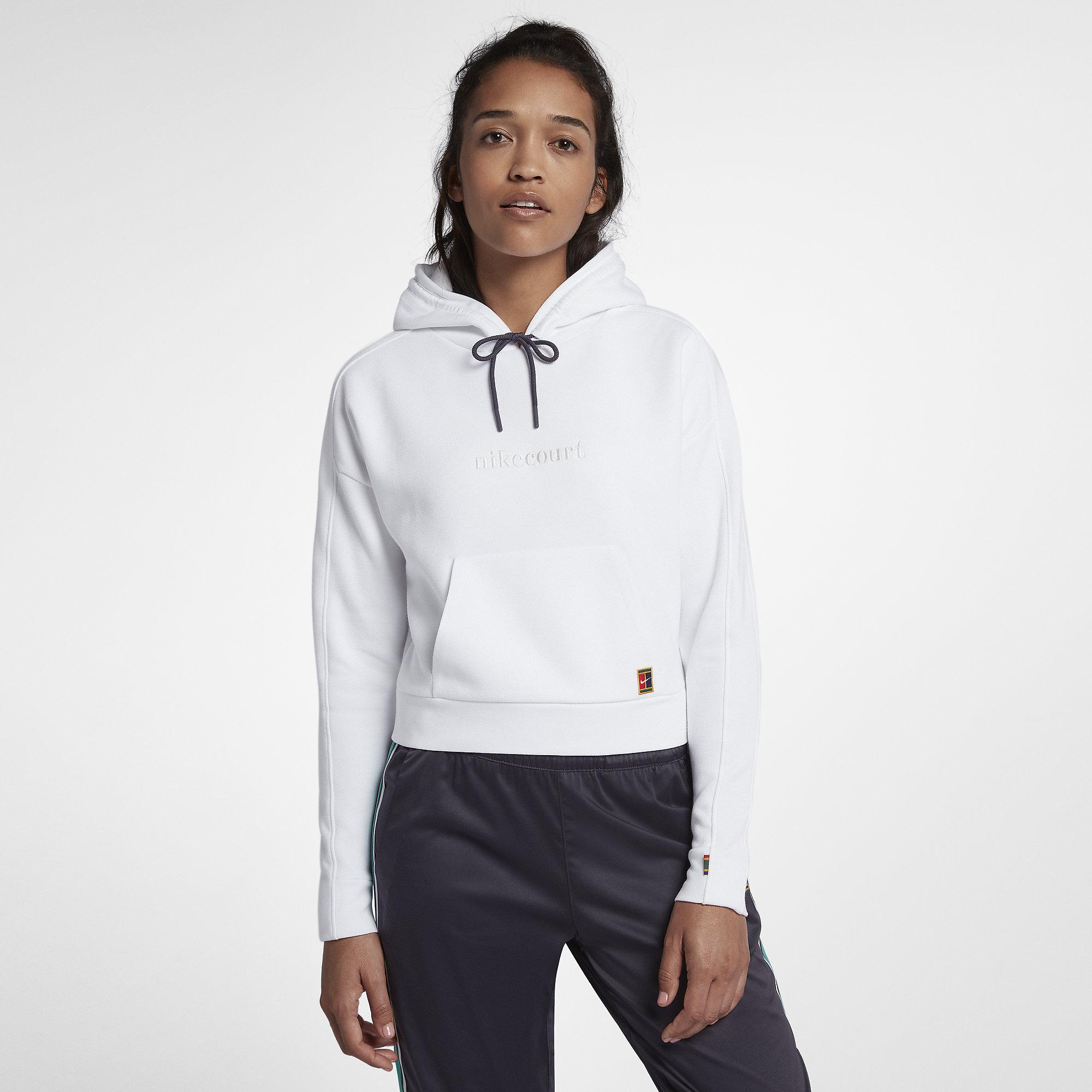 Nike Womens Pullover Tennis Hoodie - White/Black - 0