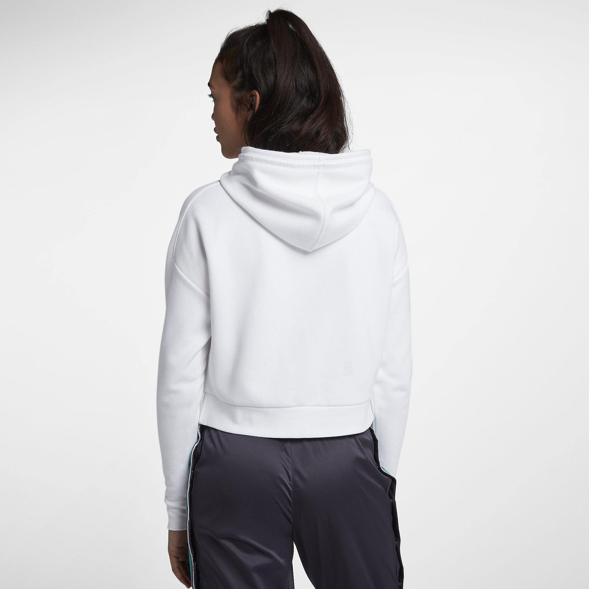 Nike Womens Pullover Tennis Hoodie - White/Black - Tennisnuts.com