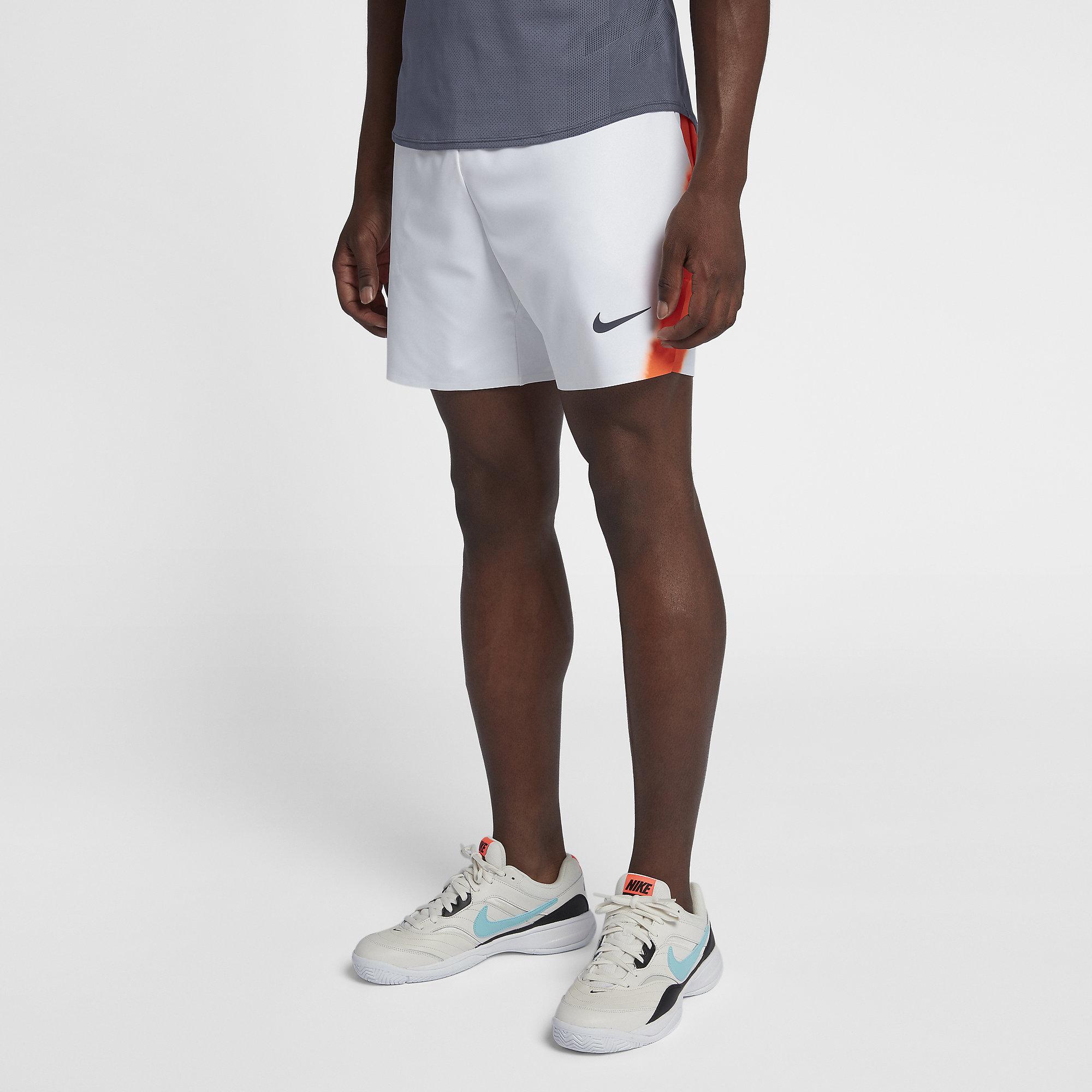 Nike Mens DriFit Flex Rafa Shorts White/Hyper Crimson/Gridiron
