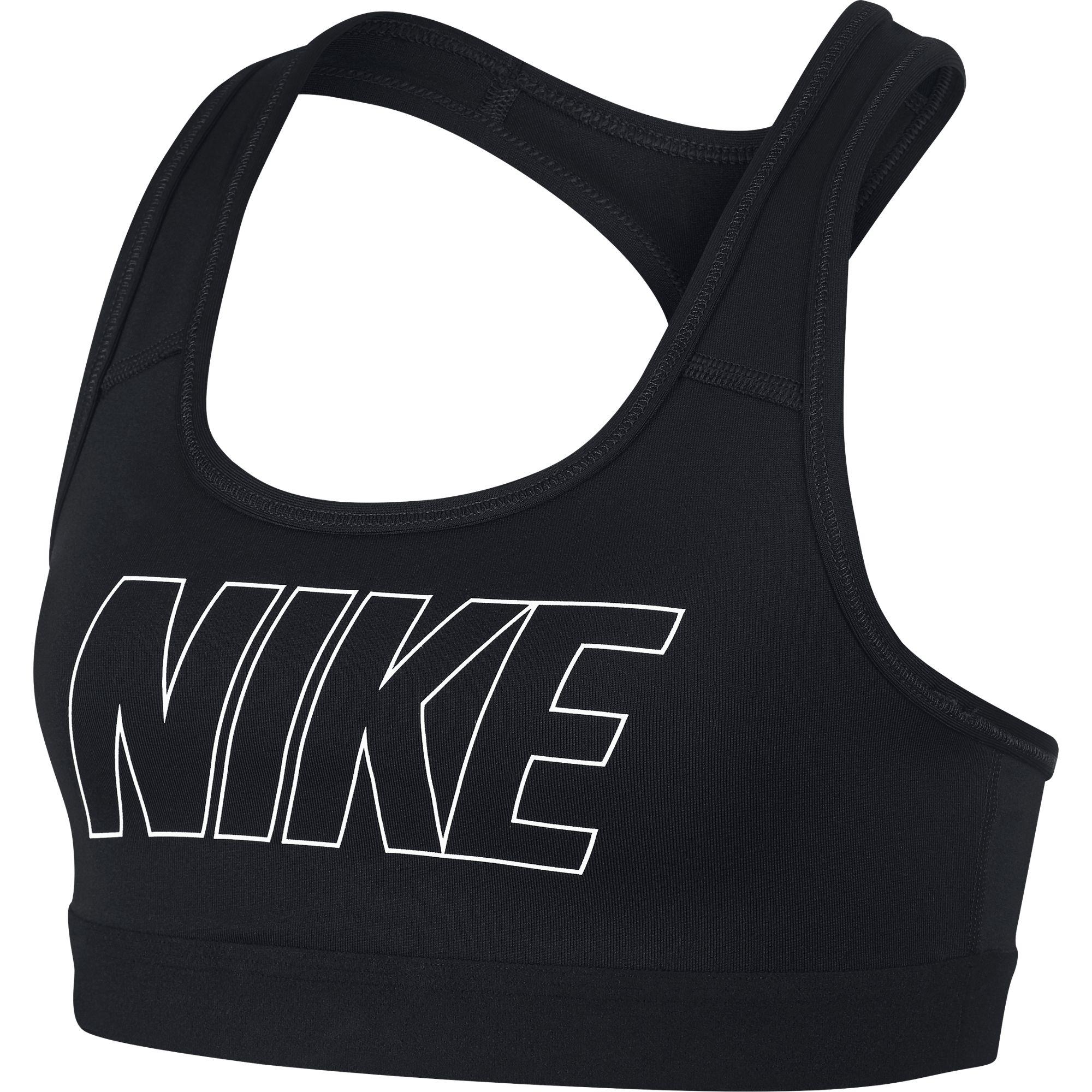 Nike Girls Pro Classic Graphic Sports Bra - Black/White - Tennisnuts.com