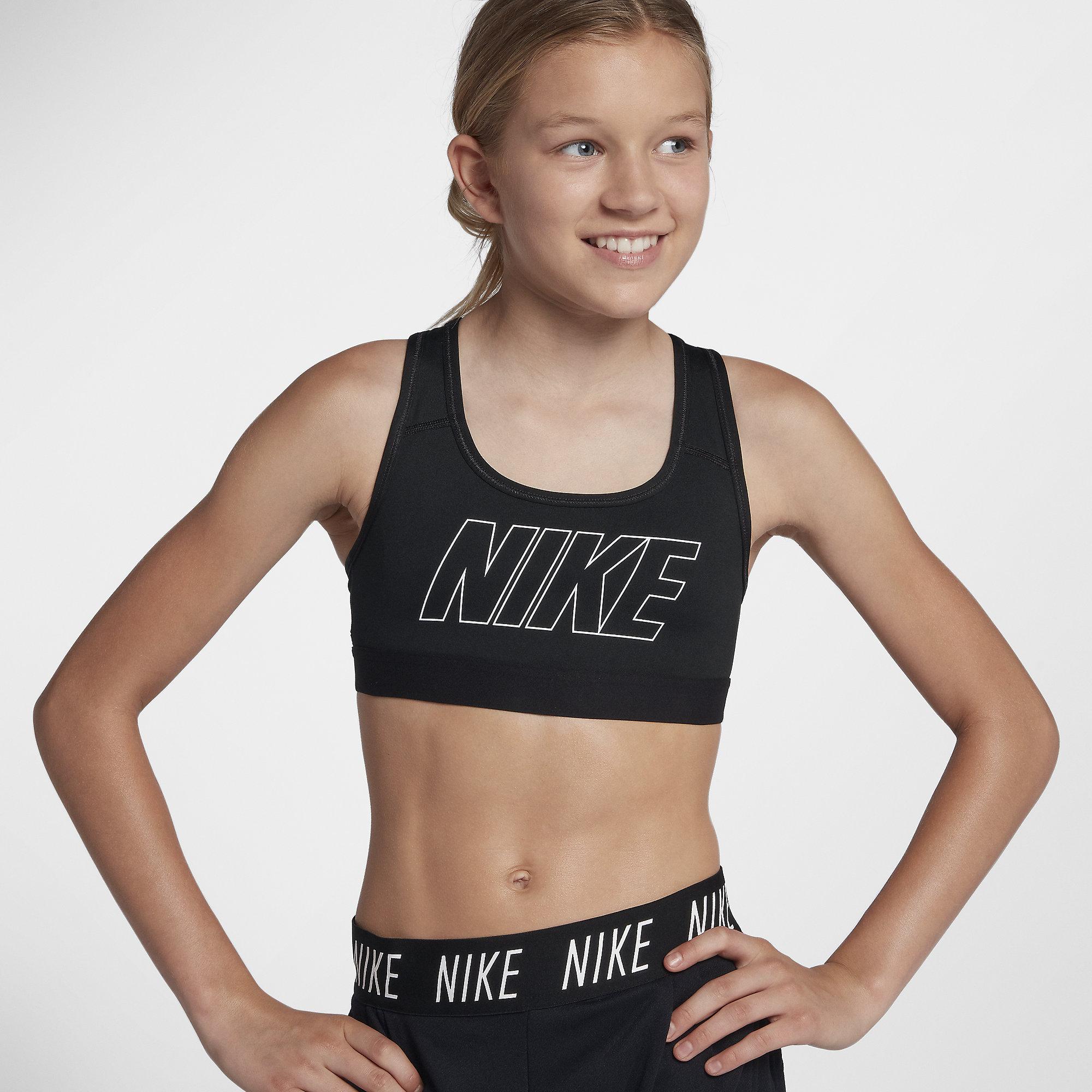 Nike Girls Pro Classic Graphic Sports Bra Black