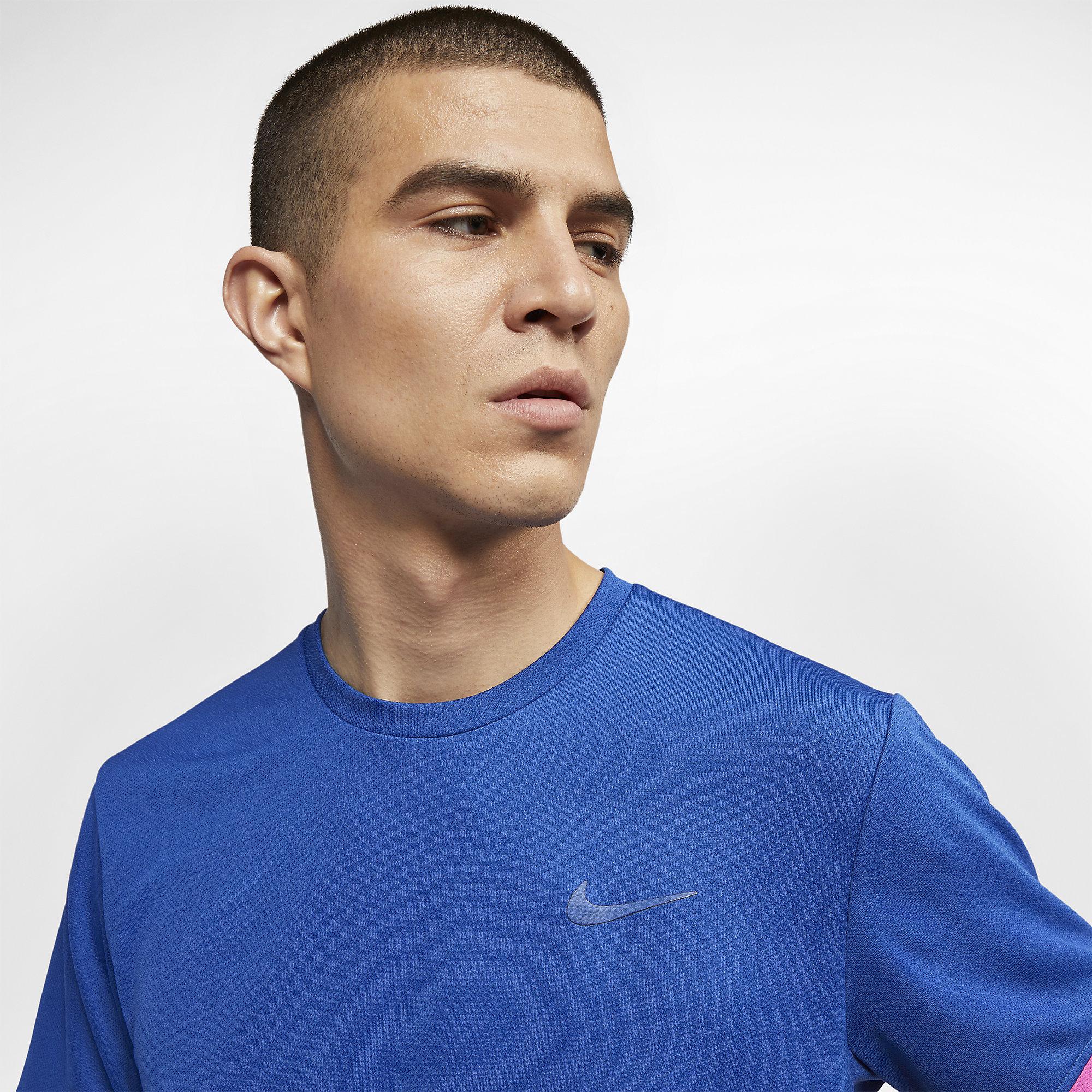Nike Mens Dry Short Sleeve Top - Indigo Force/Active Fuchsia ...
