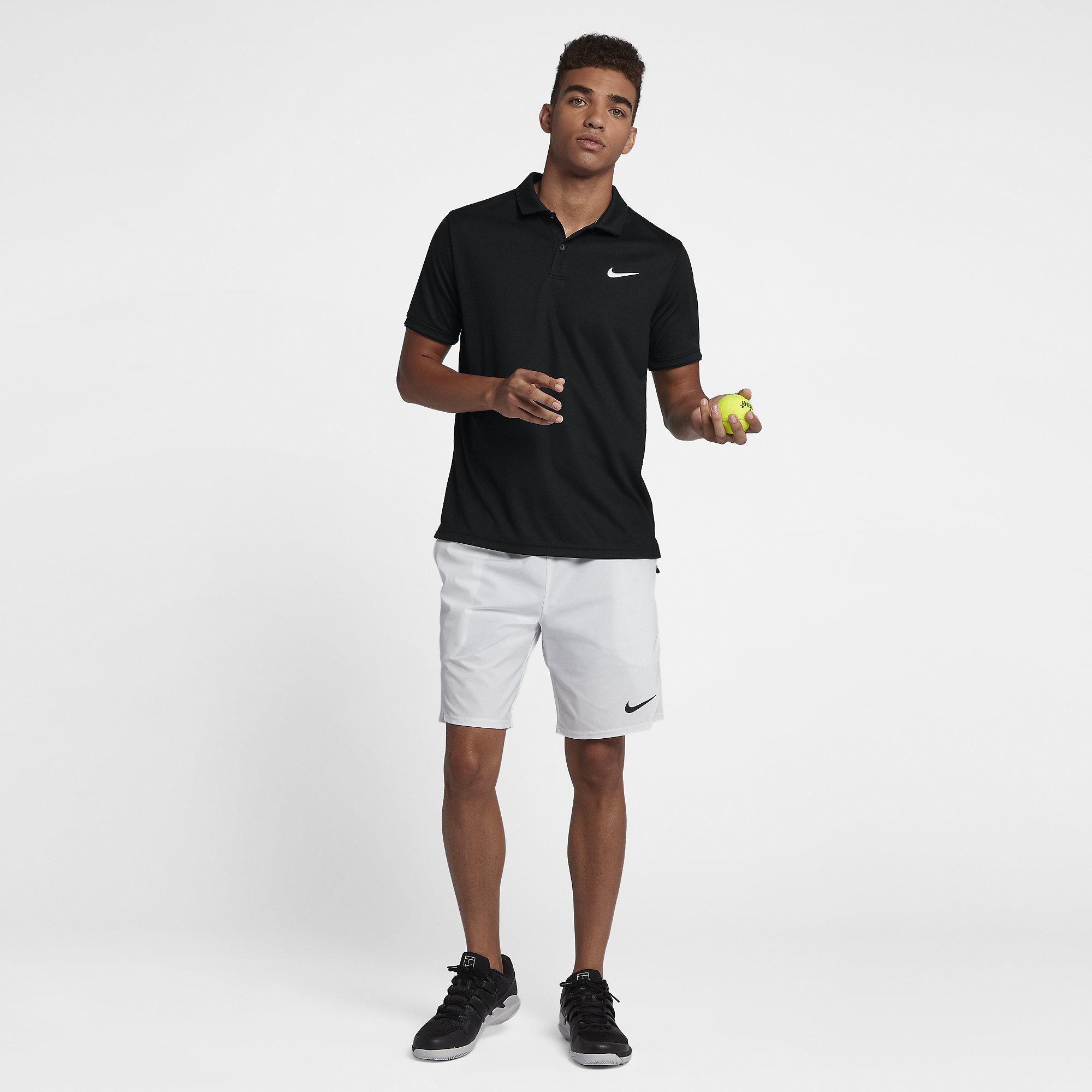 Nike Mens Dri-FIT Tennis Polo - Black/White - Tennisnuts.com