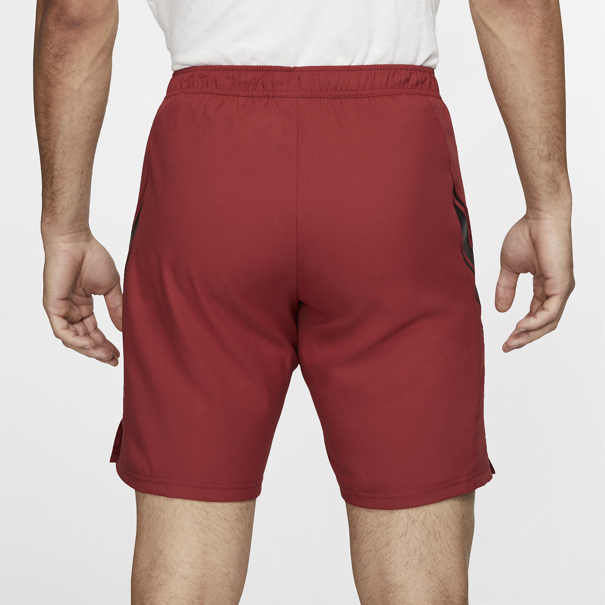 Nike Mens DriFIT 9 Inch Tennis Shorts Team Crimson/Black