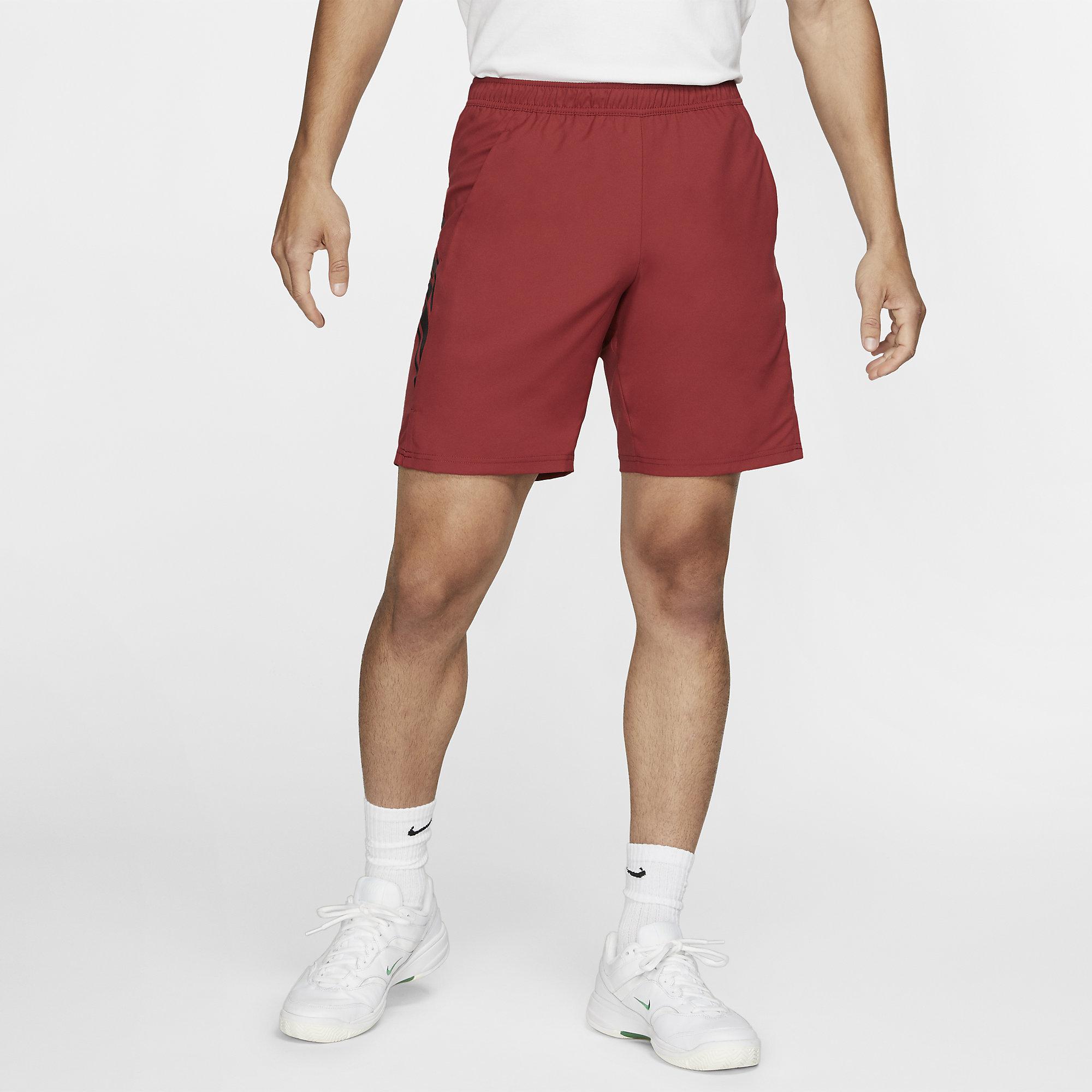 Nike Mens DriFIT 9 Inch Tennis Shorts Team Crimson/Black