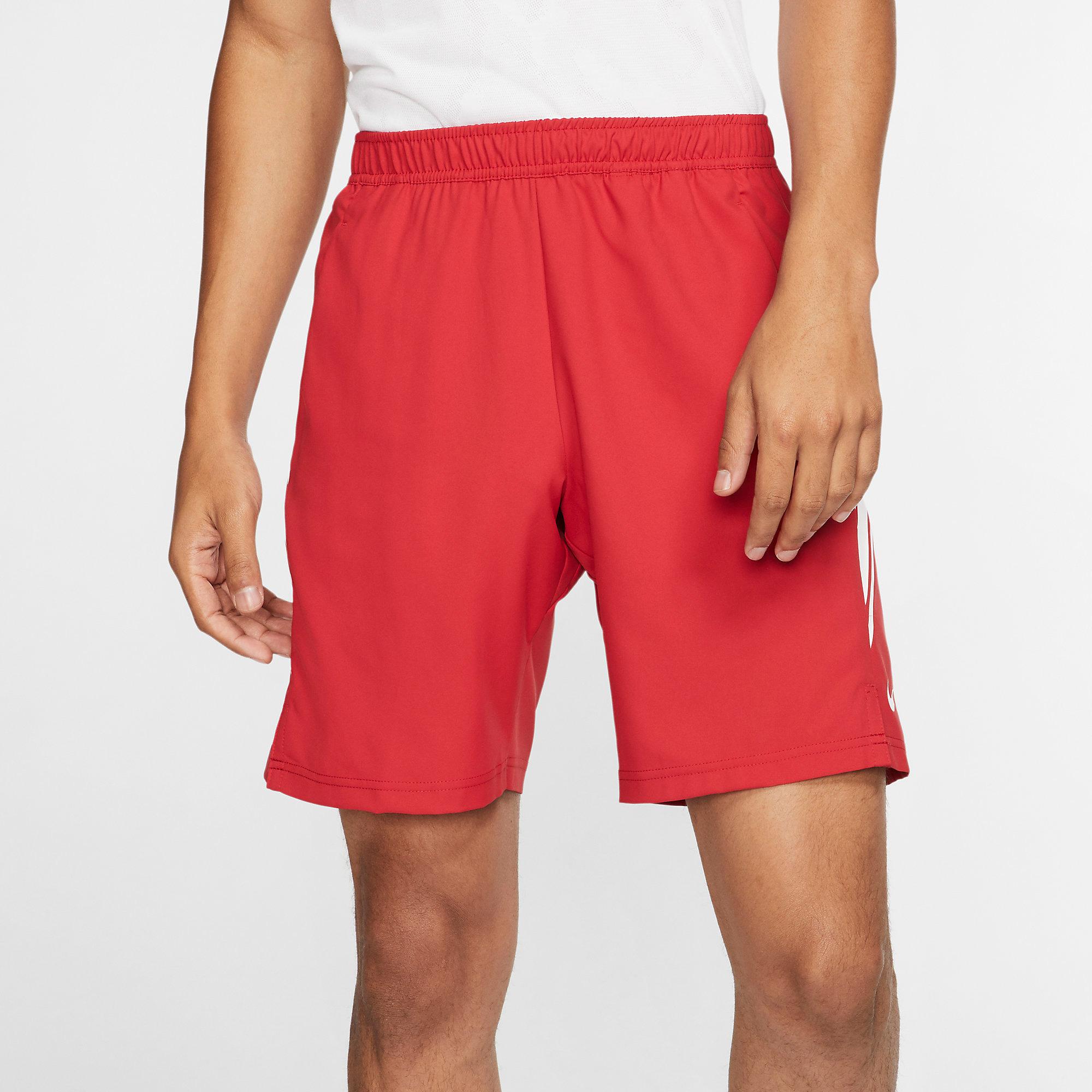 Nike Mens Dri-FIT 9 Inch Tennis Shorts - Gym Red/White - Tennisnuts.com
