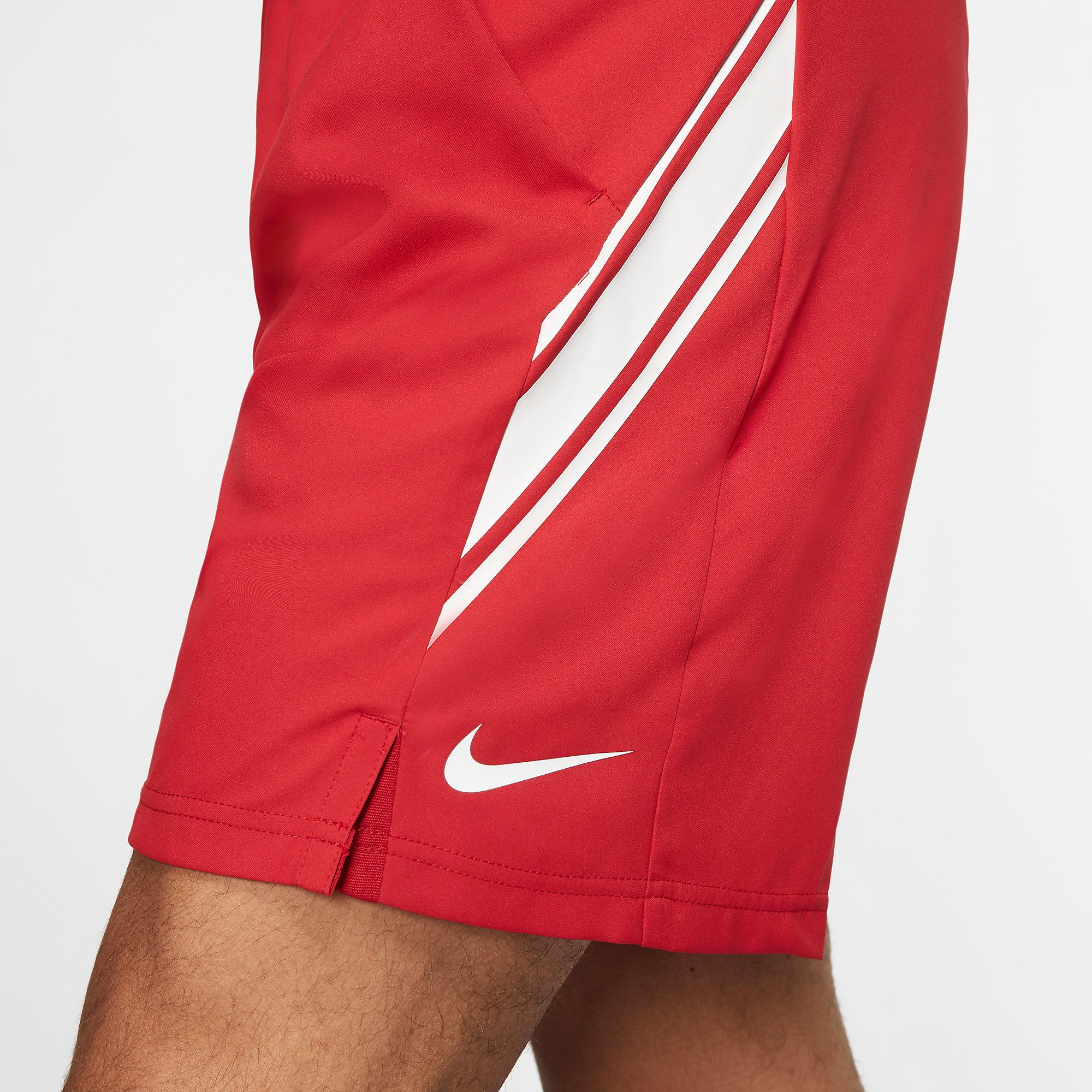 Nike Mens DriFIT 9 Inch Tennis Shorts Gym Red/White