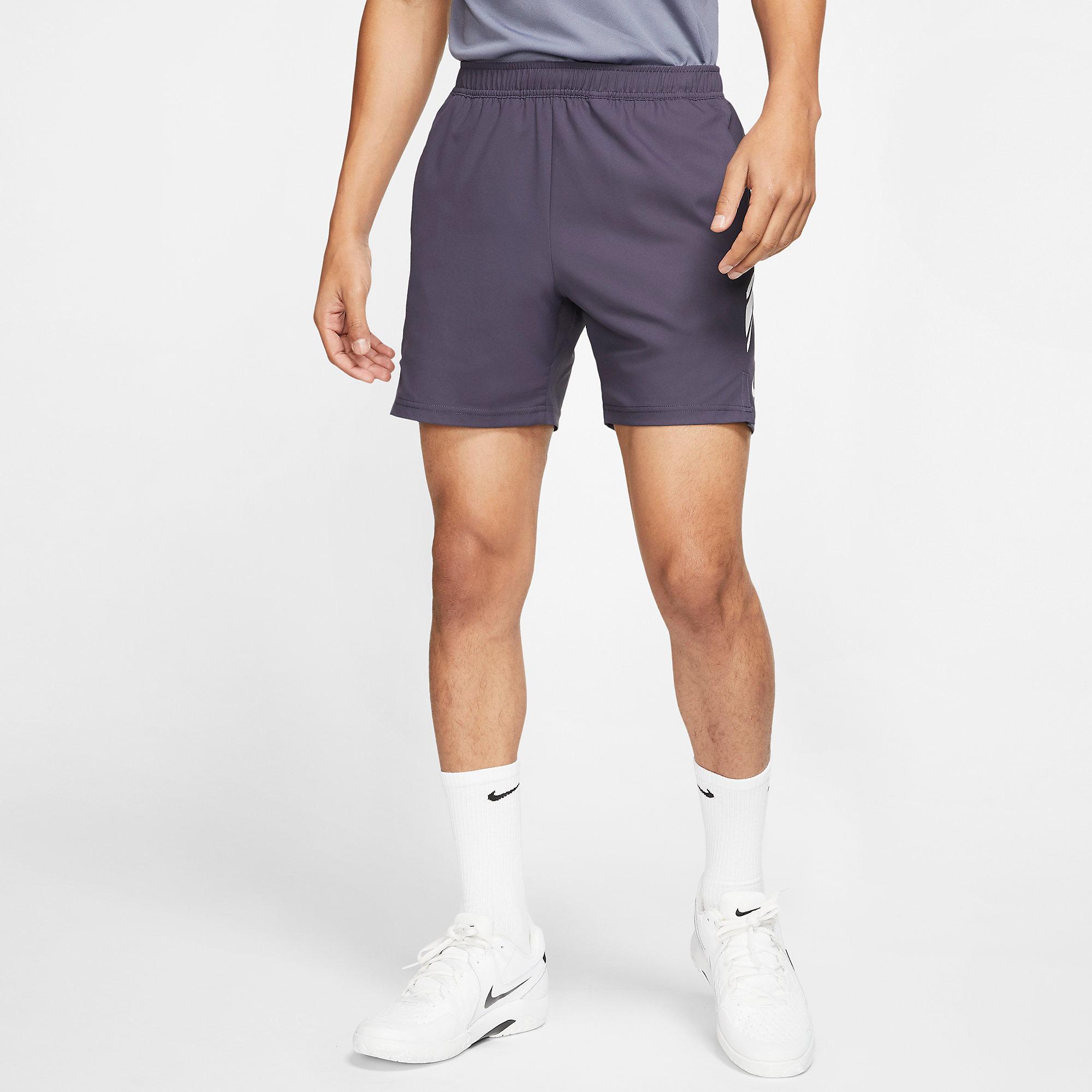 Nike Mens Dri-FIT 7 Inch Tennis Shorts - Gridiron/White - Tennisnuts.com