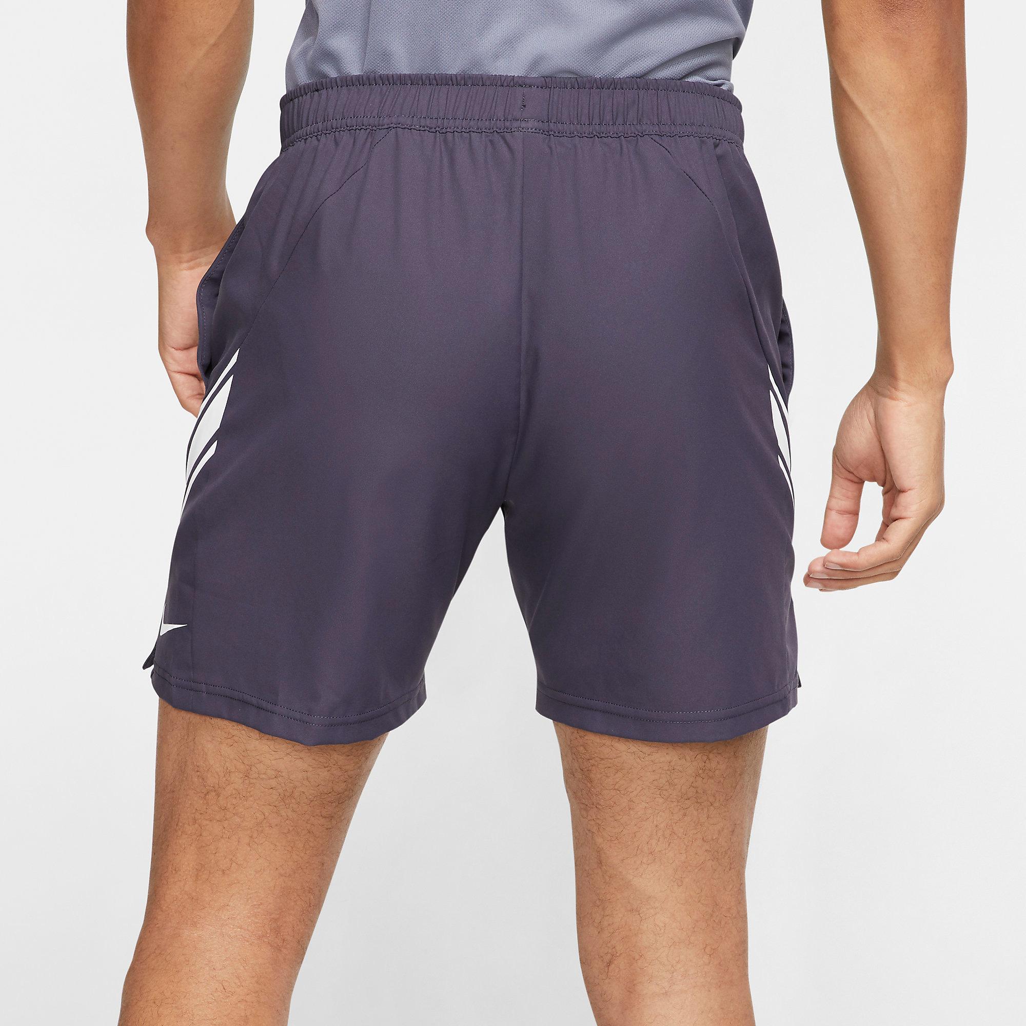 Nike Mens Dri-FIT 7 Inch Tennis Shorts - Gridiron/White - Tennisnuts.com