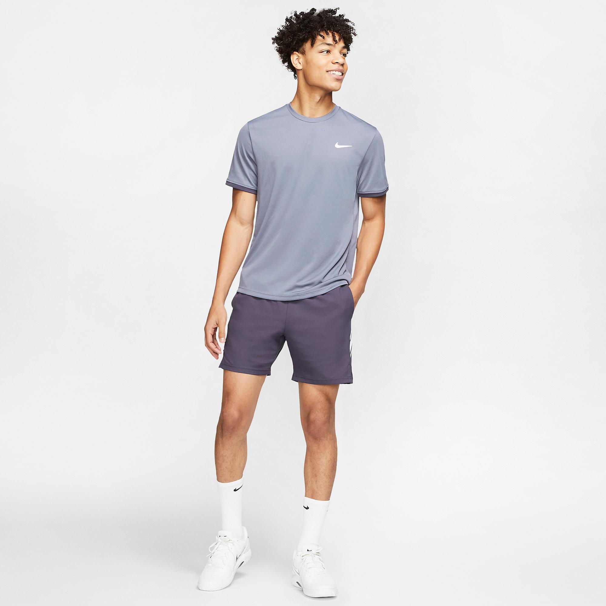 Nike Mens Dri-FIT 7 Inch Tennis Shorts - Gridiron/White - Tennisnuts.com