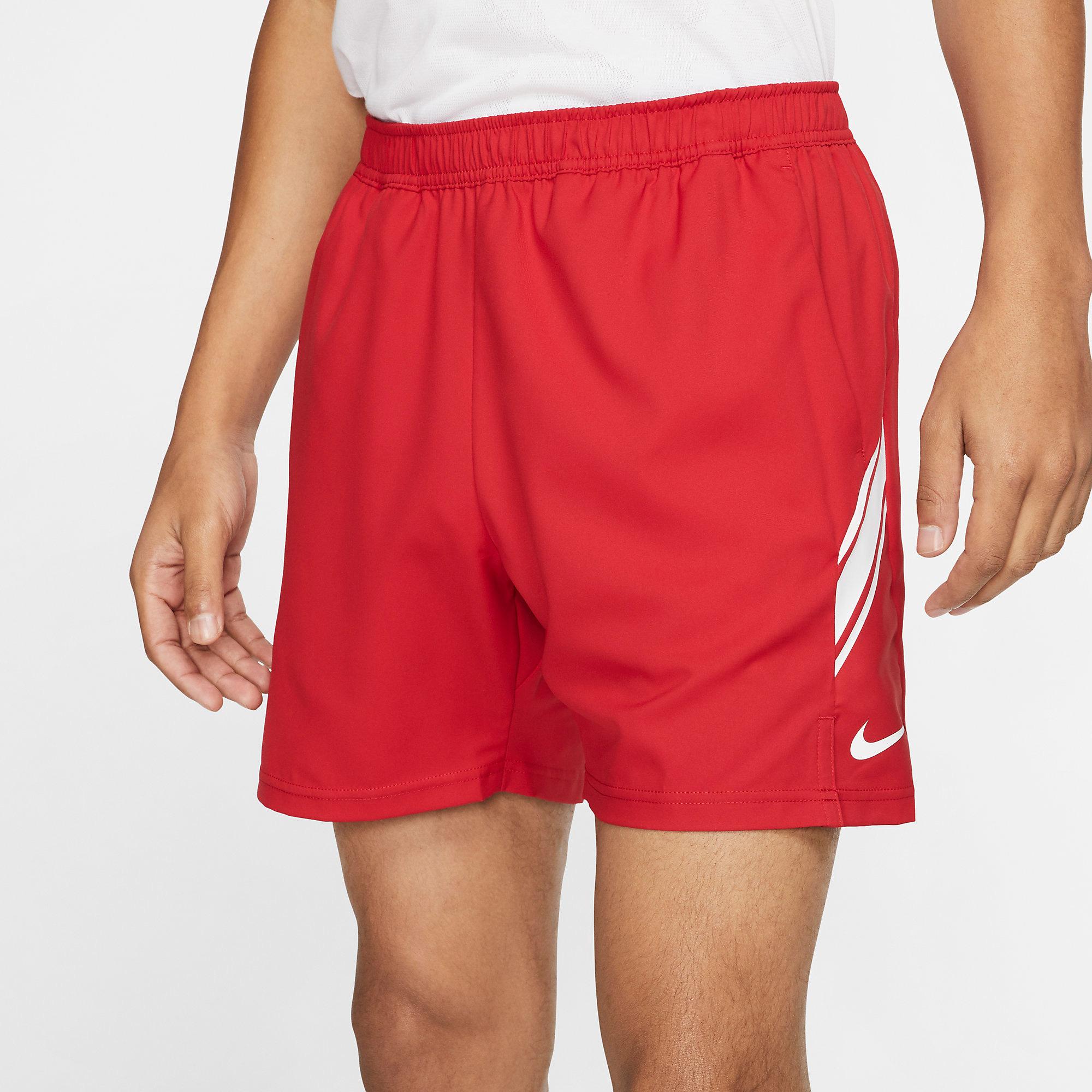 Nike Mens Dri-FIT 7 Inch Tennis Shorts - Gym Red/White - Tennisnuts.com