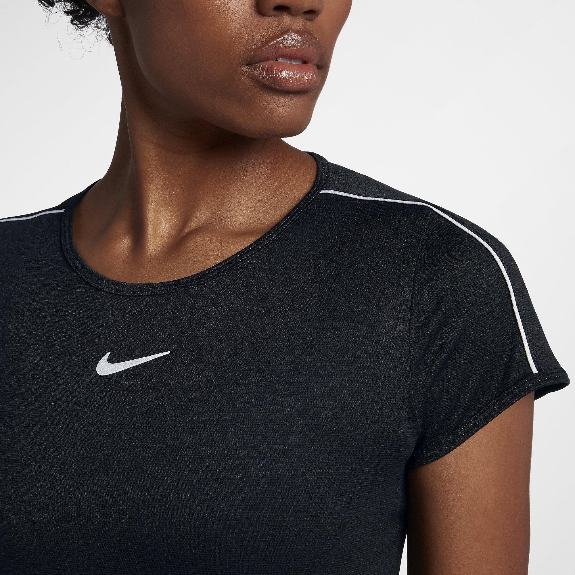 Nike Womens Dry Tennis Top - Black/White - Tennisnuts.com