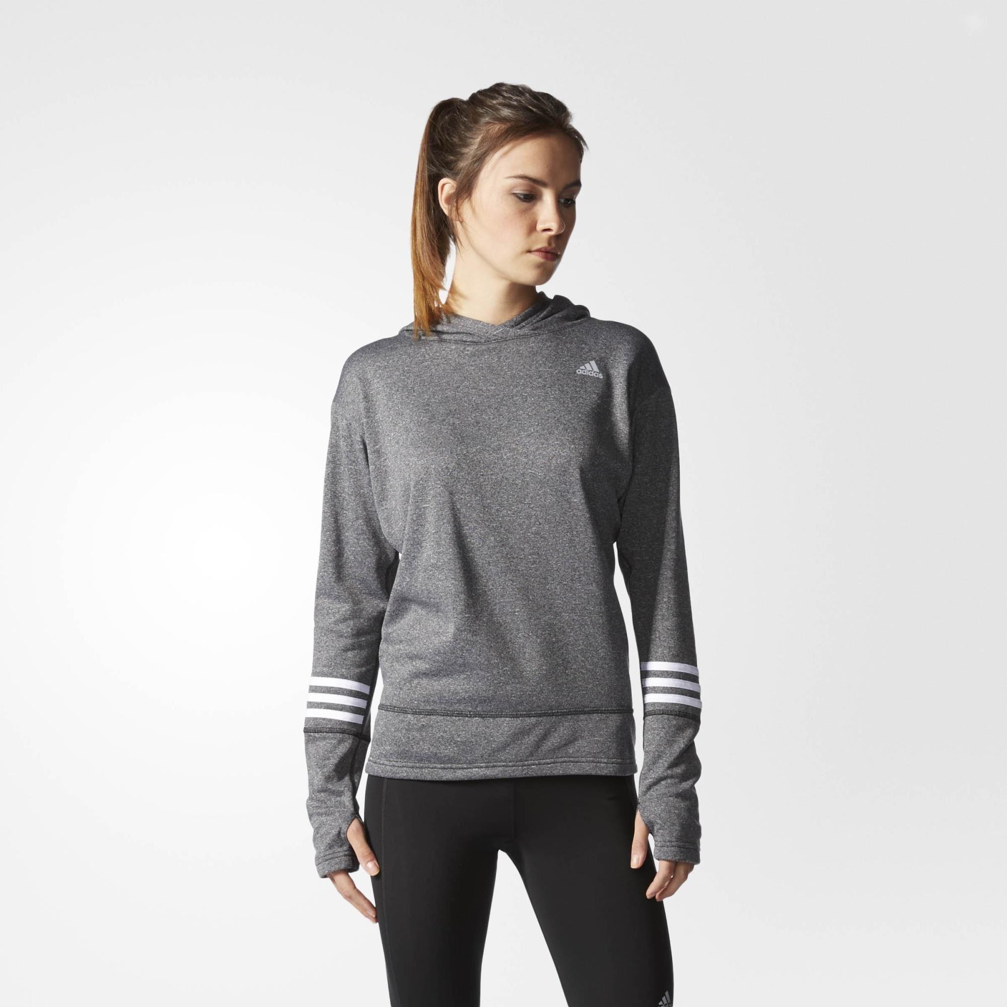 Adidas Womens Response Icon Hoodie - Dark Grey Heather - Tennisnuts.com