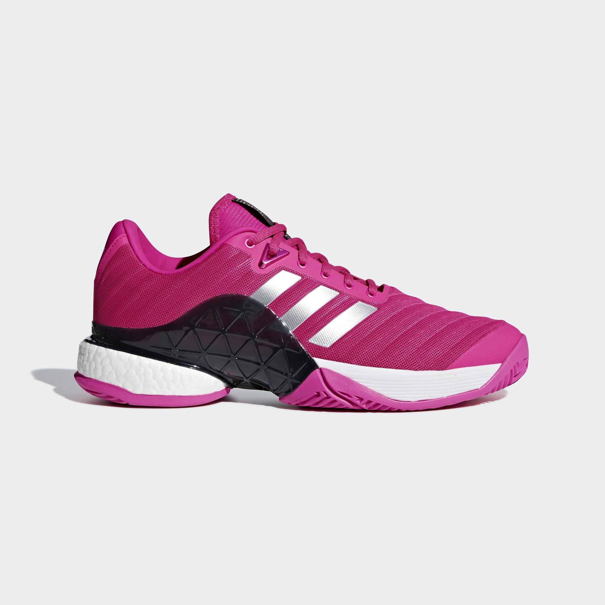 Adidas Mens Barricade Boost 2018 Tennis Shoes - Shock Pink/Legend Ink ...