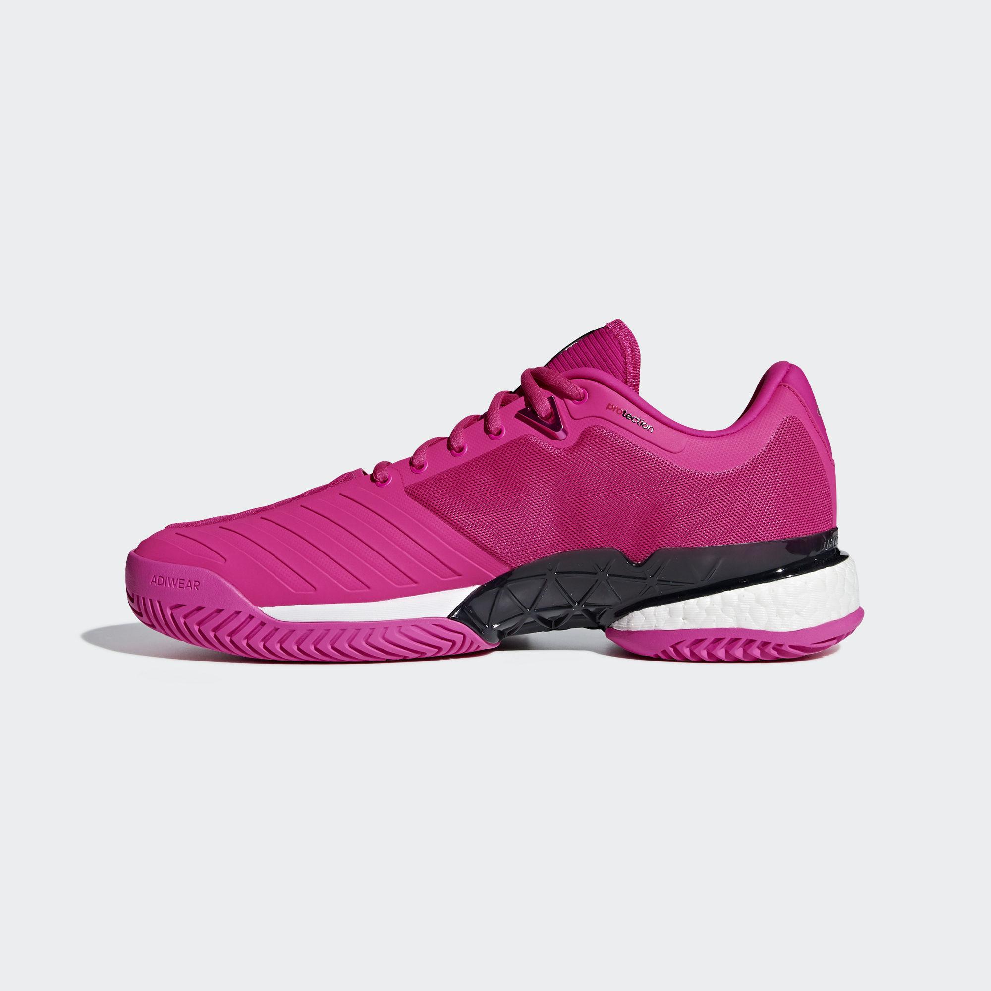 Adidas Mens Barricade Boost 2018 Tennis Shoes - Shock Pink/Legend Ink ...