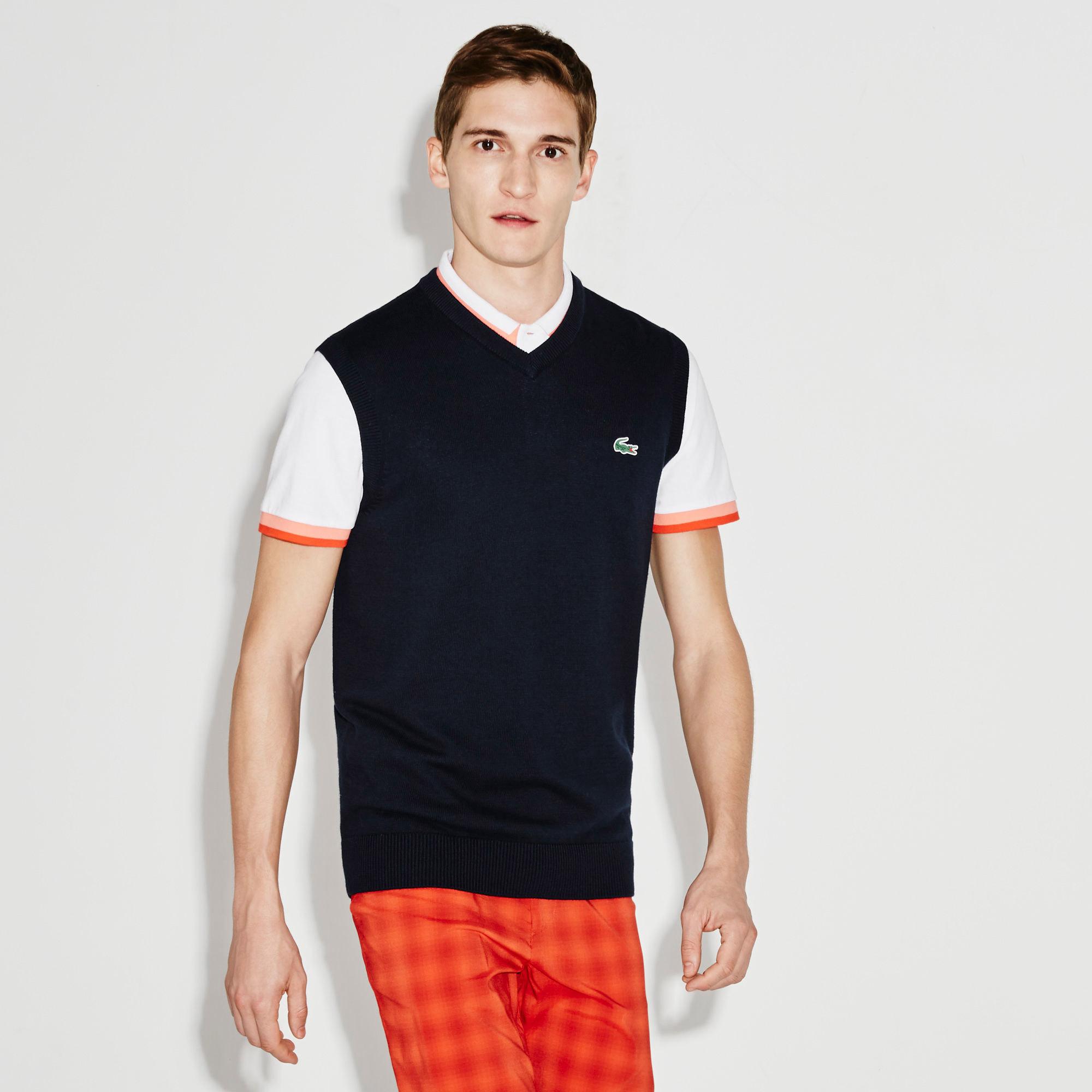Lacoste Sport Mens Sleeveless VNeck Jersey Navy