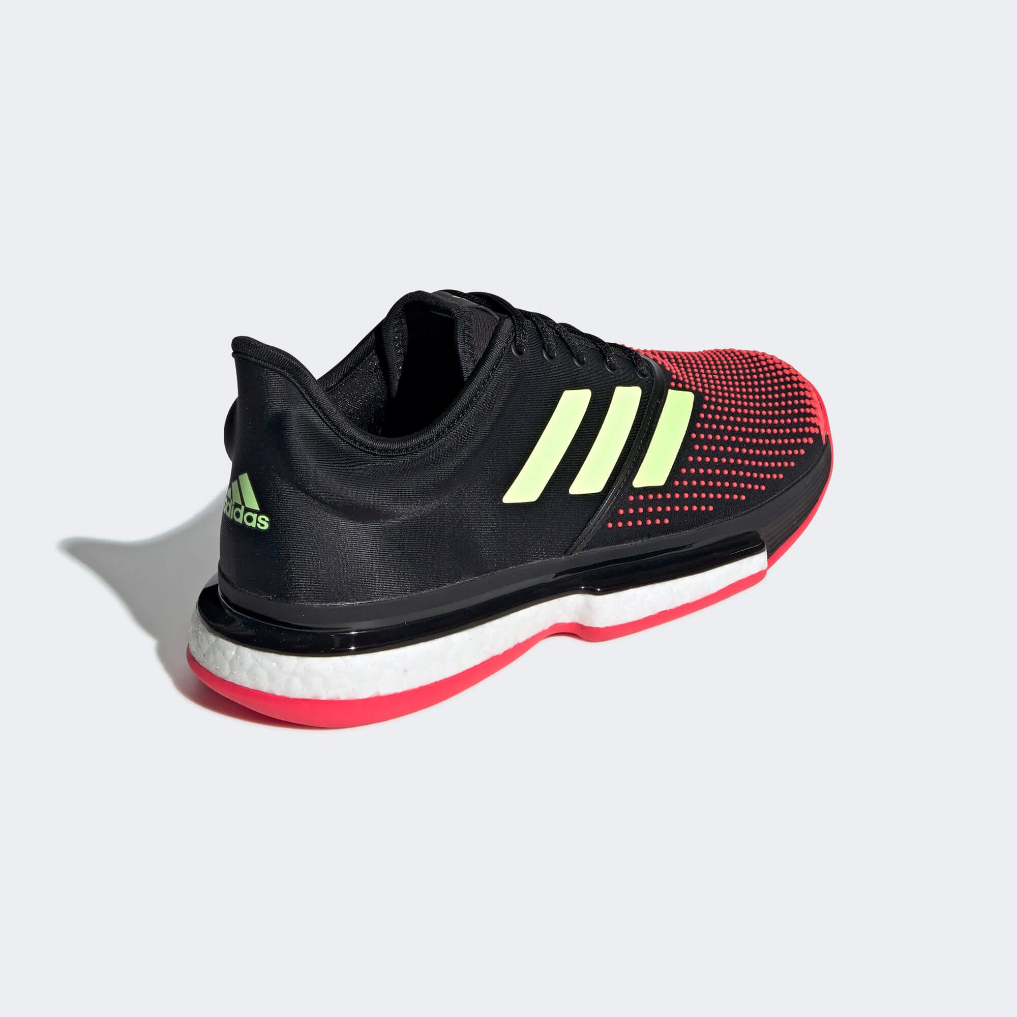 Adidas Mens SoleCourt Tennis Shoes - Black/Shock Red
