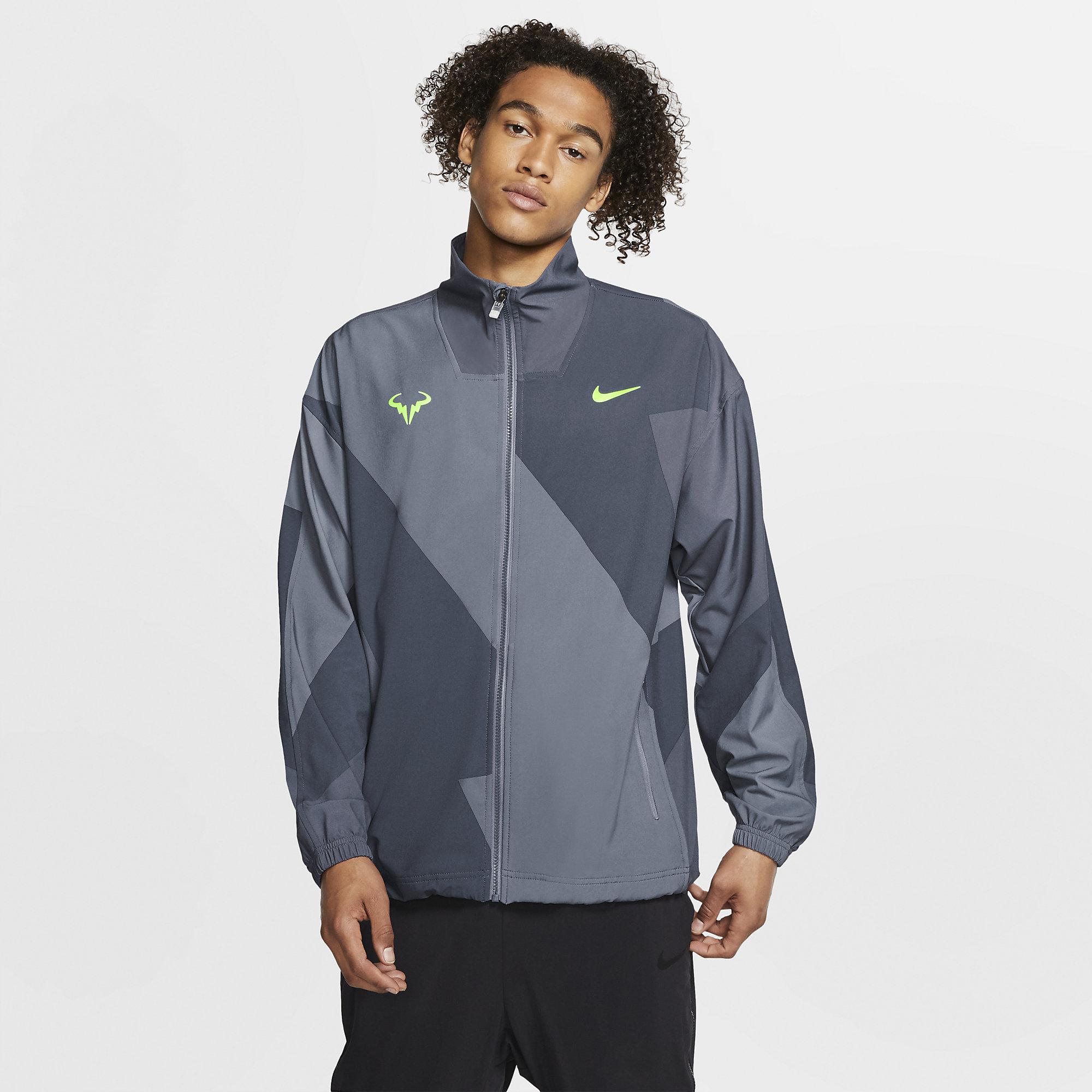 Nike Mens Rafa Tennis Jacket Light Carbon/Volt Glow