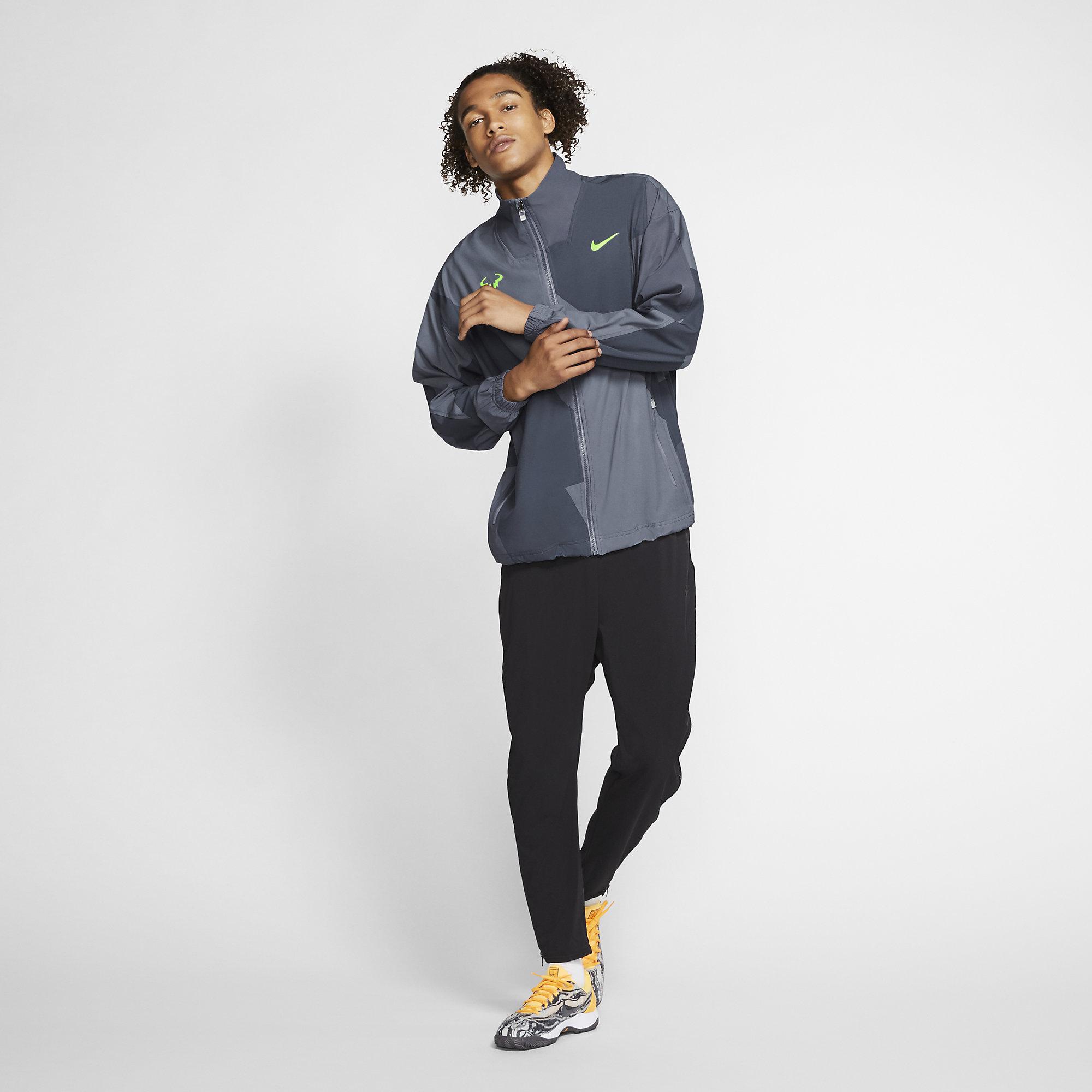 Nike Mens Rafa Tennis Jacket Light Carbon/Volt Glow