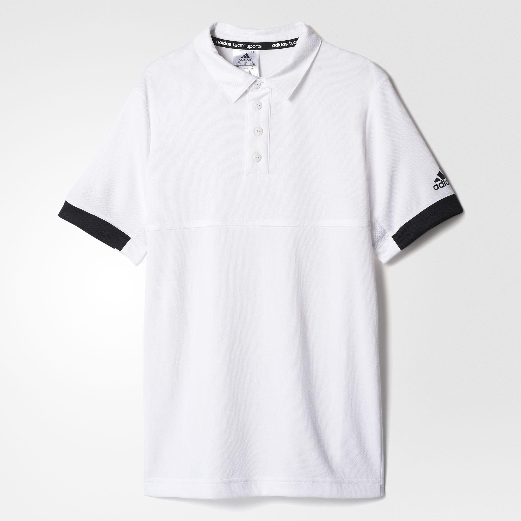 Adidas Boys T16 ClimaCool Polo - White/Black - Tennisnuts.com