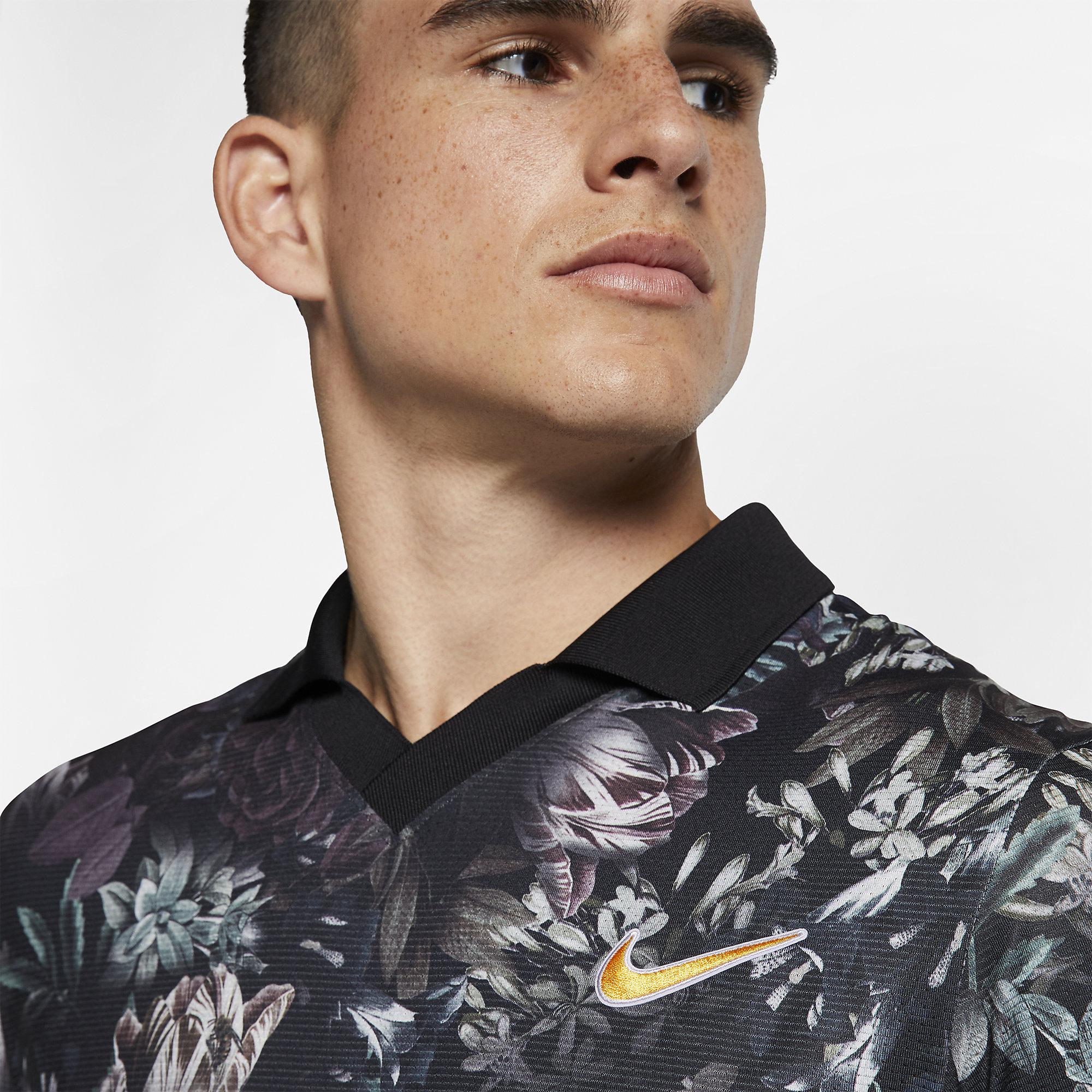 Nike Mens Slam Polo - Black/Canyon Gold - Tennisnuts.com