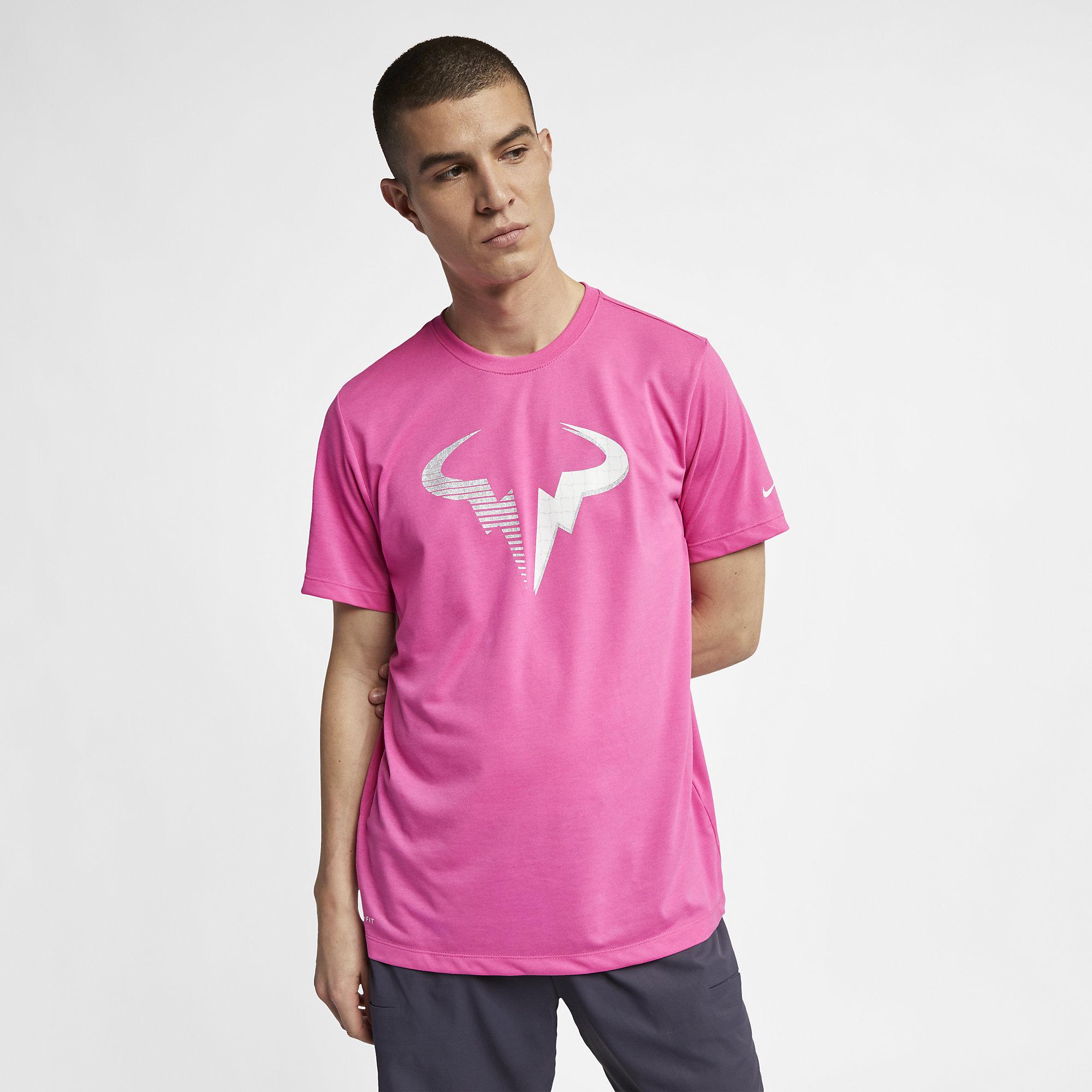 Nike Mens Dri-FIT Rafa T-Shirt - Laser Fuchsia/White - Tennisnuts.com
