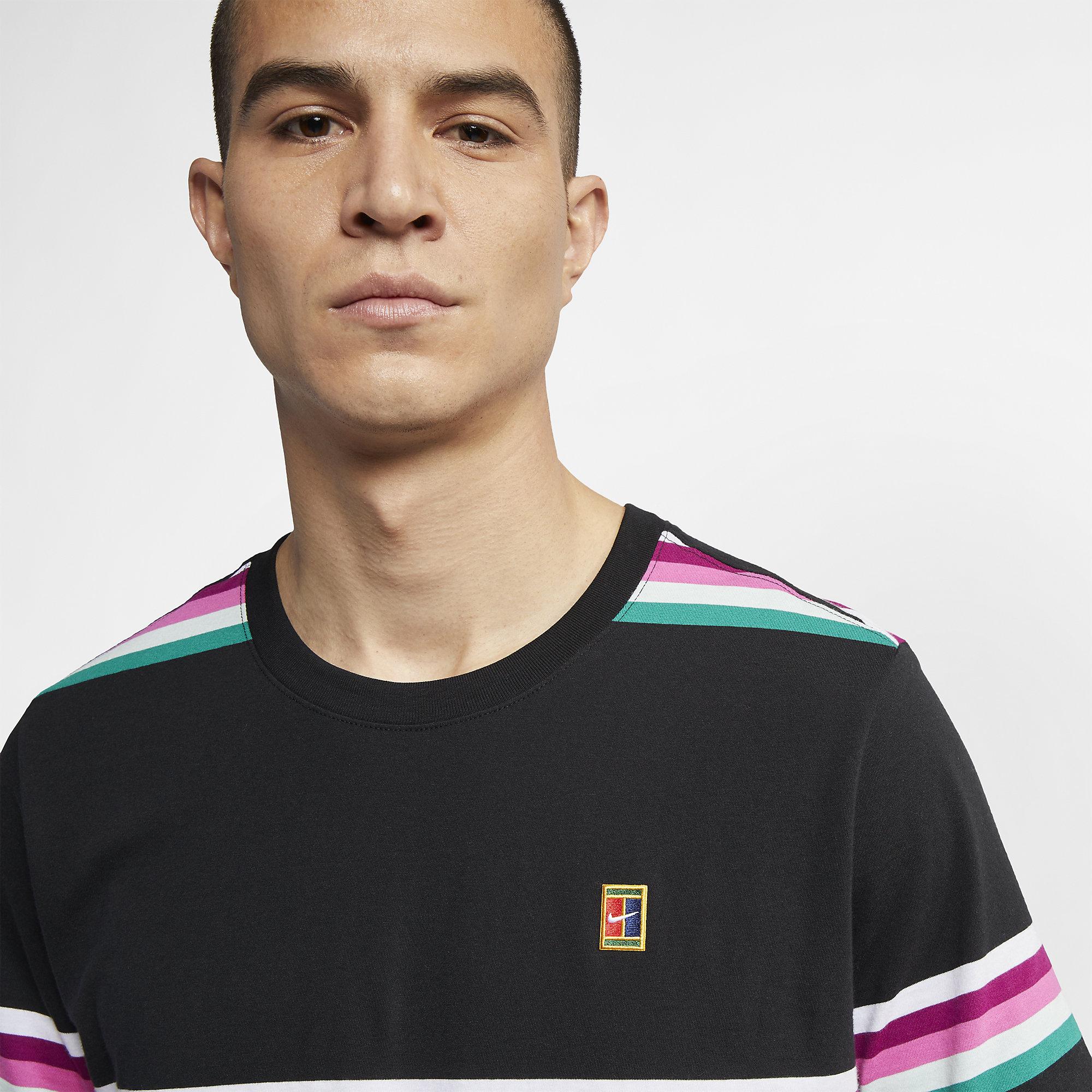 Nike Mens Striped T-Shirt - Black/Multi Coloured - Tennisnuts.com