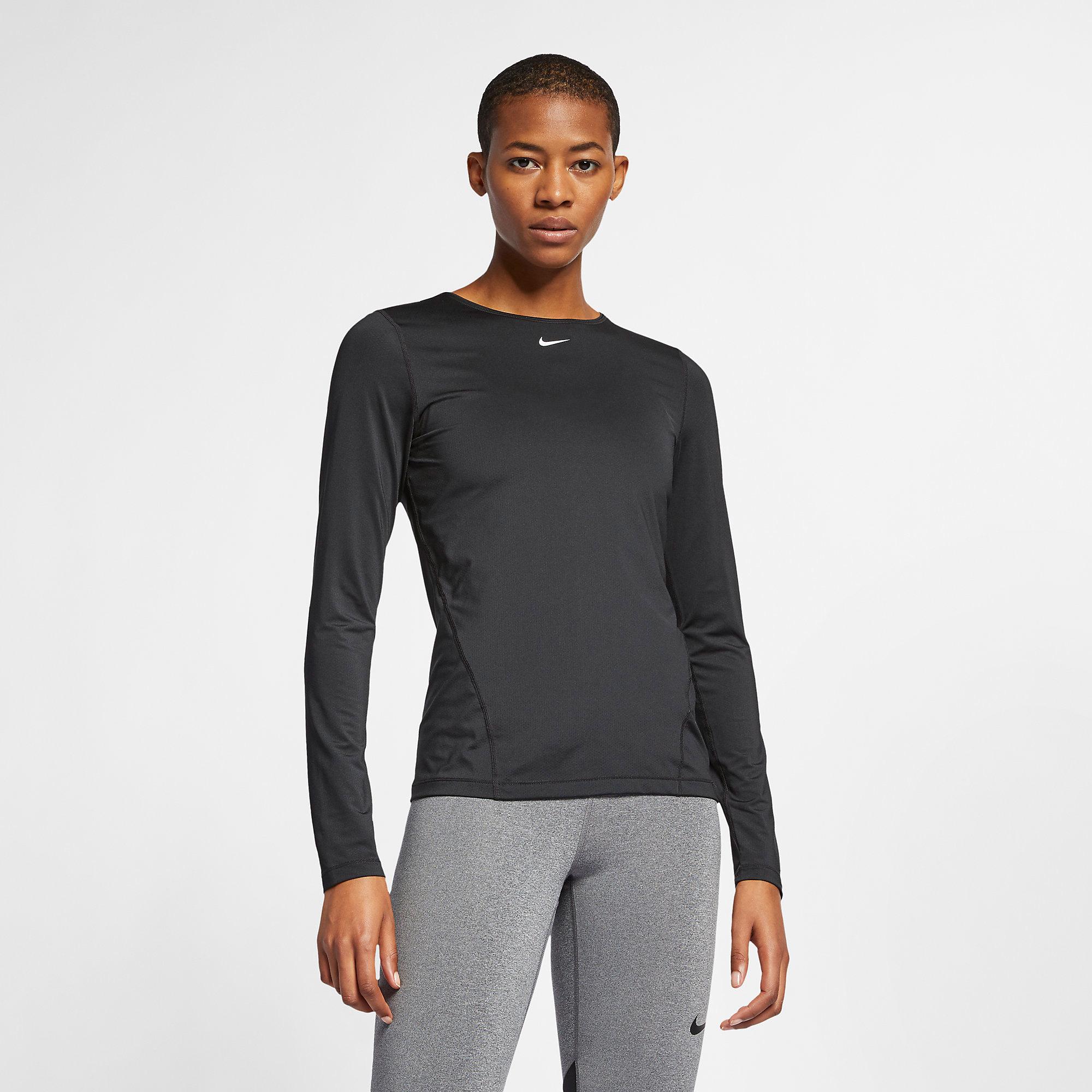Nike Womens Long Sleeved Mesh Top Black
