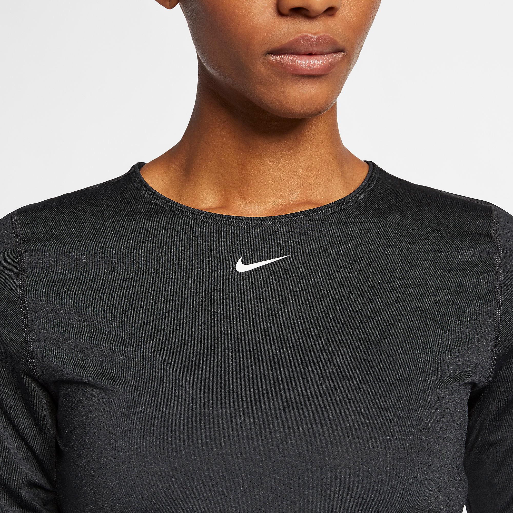 Nike Womens Long Sleeved Mesh Top - Black - Tennisnuts.com