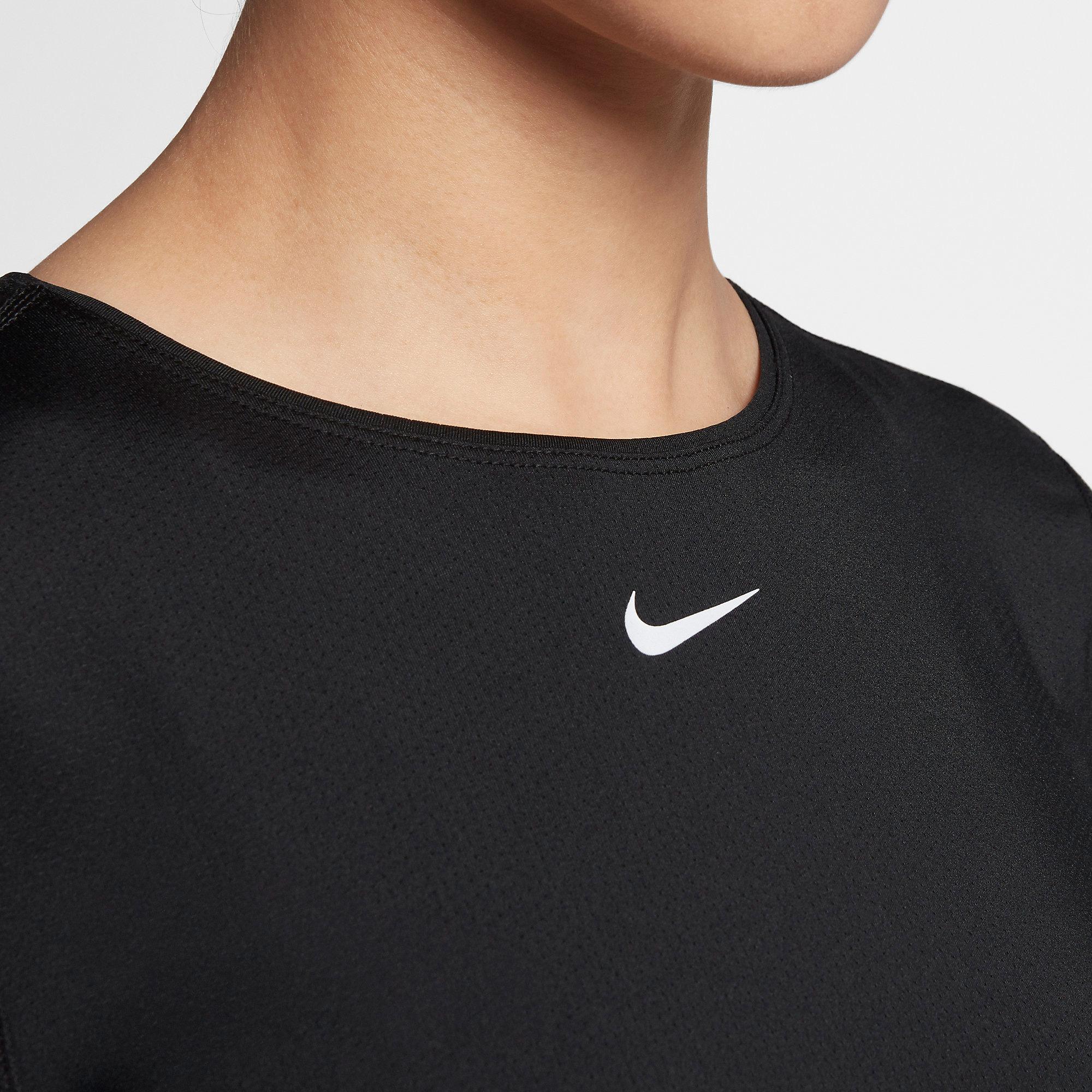 Nike Pro Womens Short Sleeved Training Top - Black/White - Tennisnuts.com