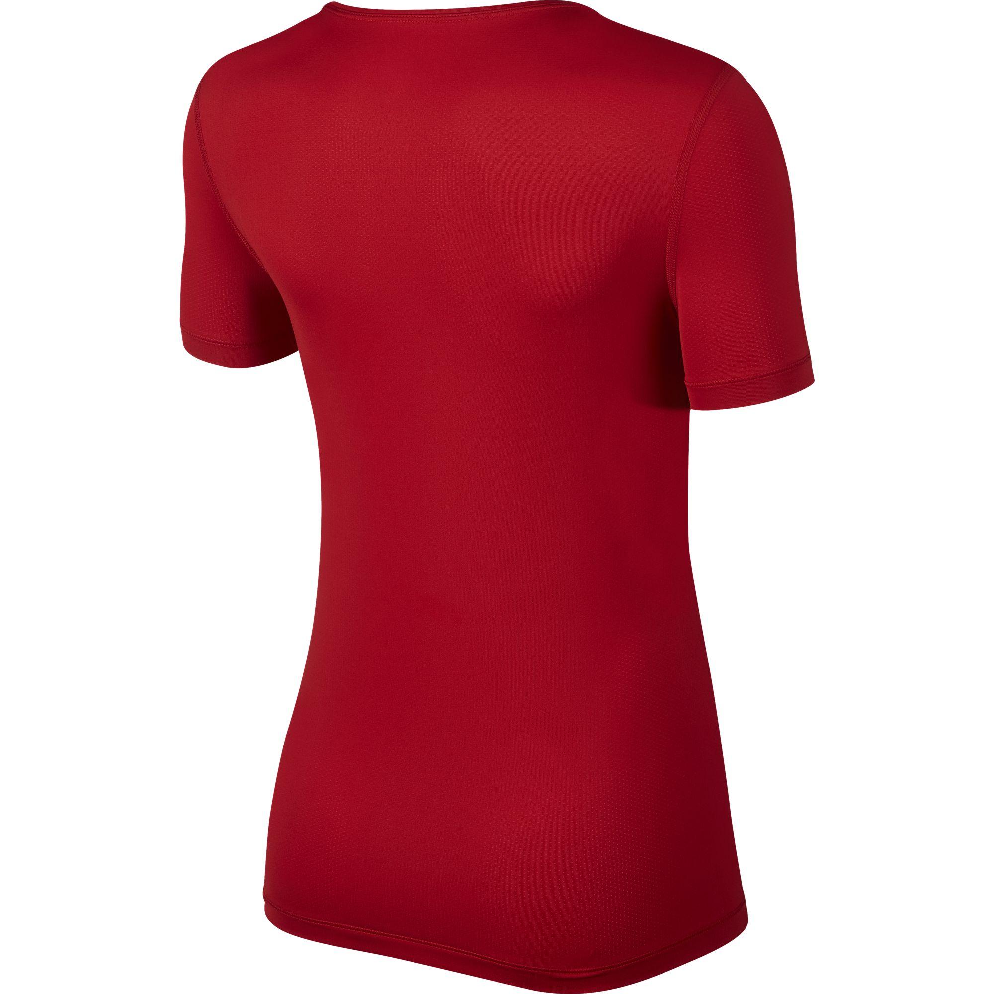 Nike Pro Womens Short Sleeved Training Top - Gym Red - Tennisnuts.com