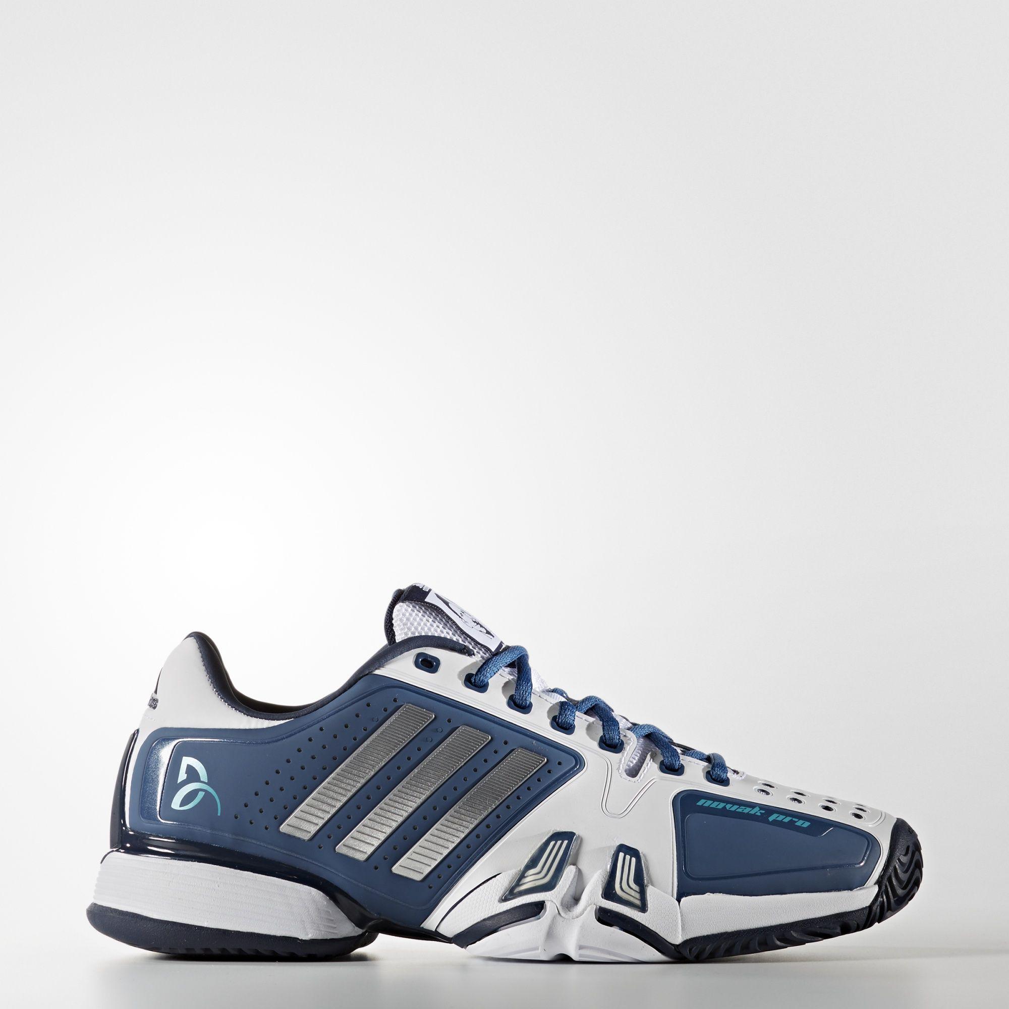 Adidas Barricade Novak Pro Tennis Shoes - White - Tennisnuts.com