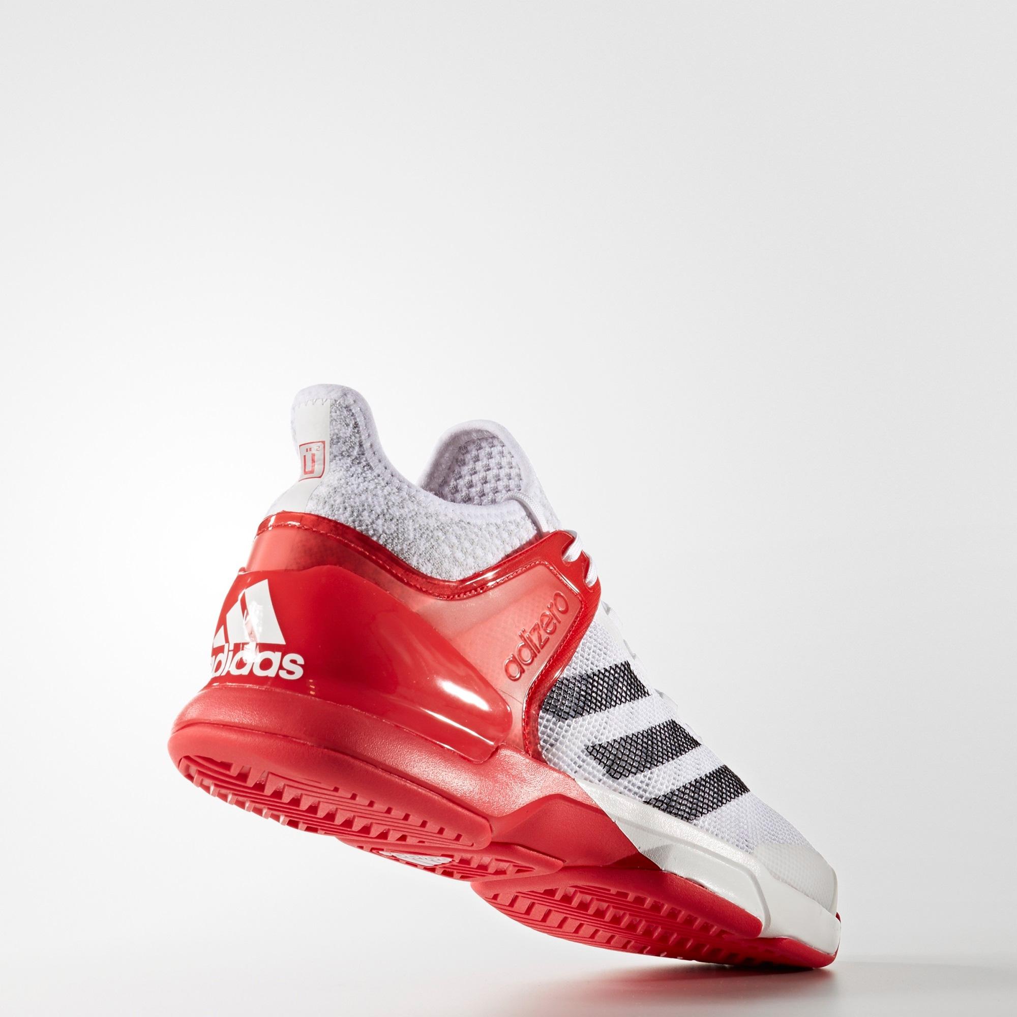 Adidas Mens Adizero Ubersonic 2.0 Tennis Shoes - White/Red - Tennisnuts.com