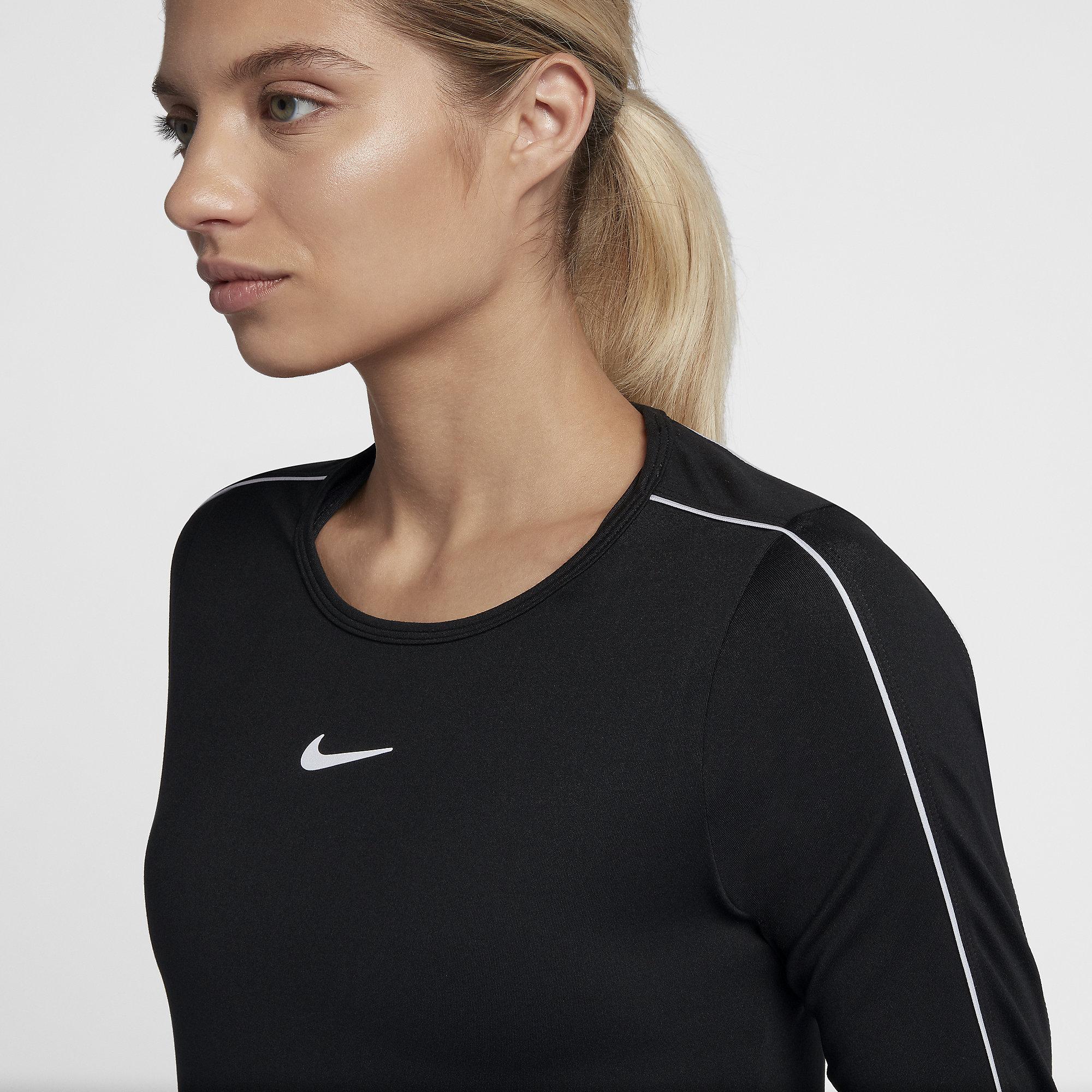 Nike Womens 3/4 Sleeve Tennis Top Black/White