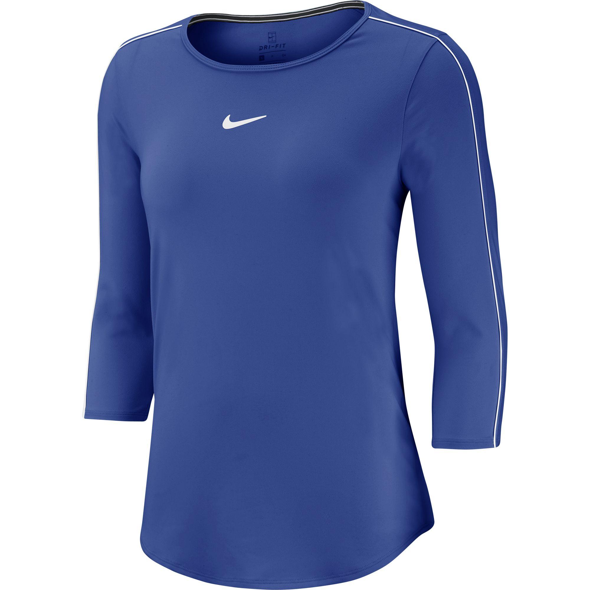 Nike Womens 3/4 Sleeve Tennis Top - Game Royal - Tennisnuts.com